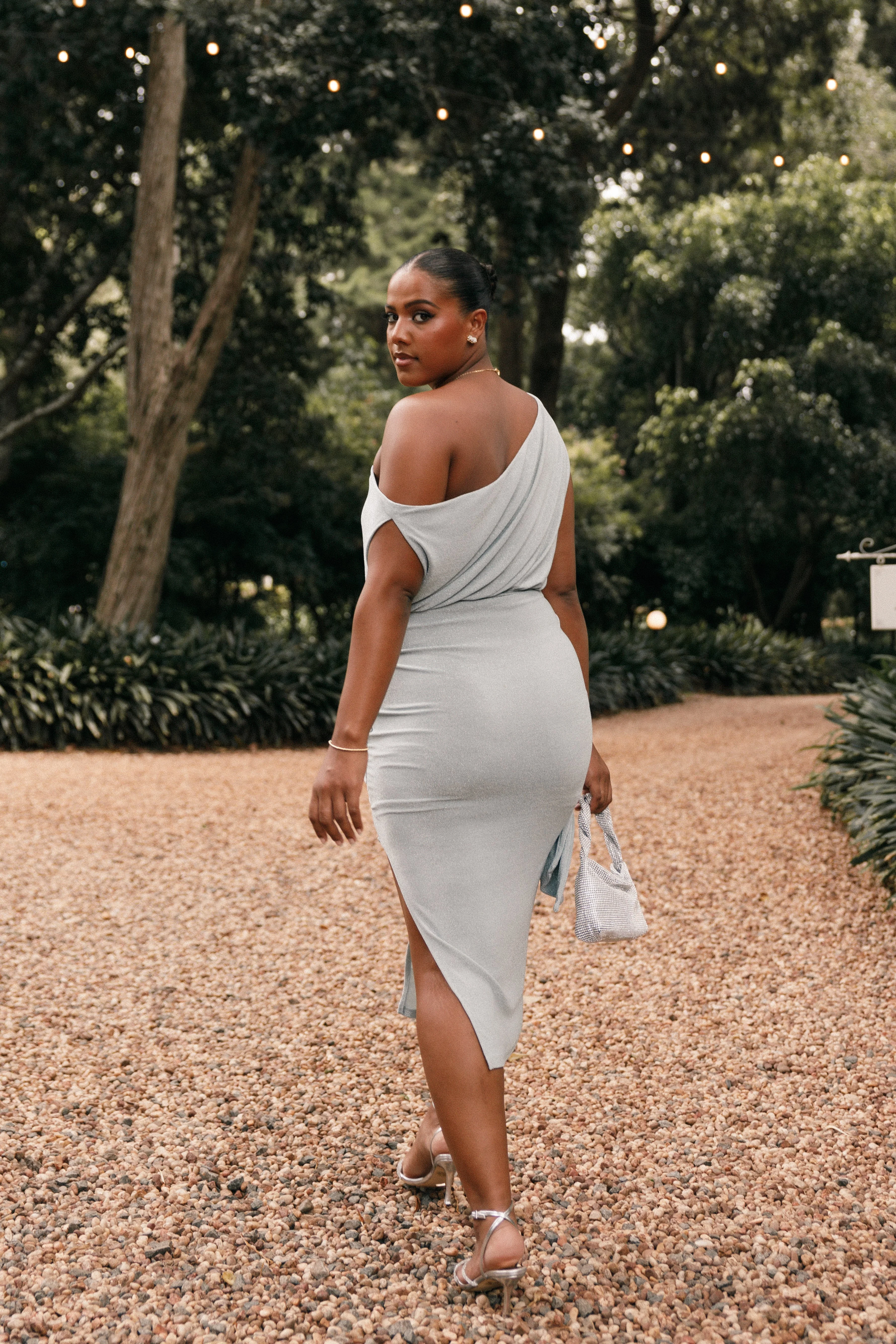 Santiago Off Shoulder Midi Dress - Sage