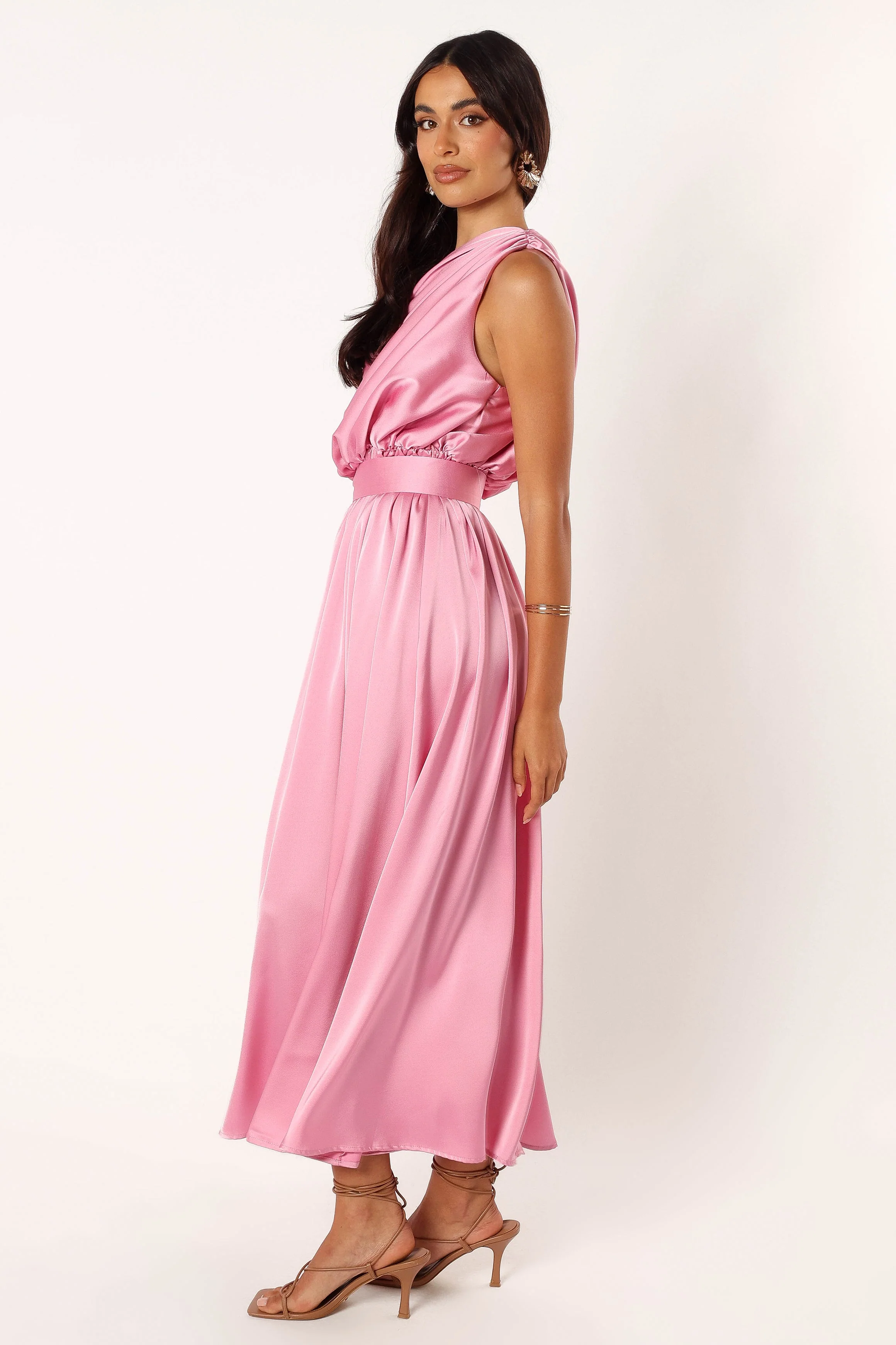 Laila One Shoulder Midi Dress - Pink