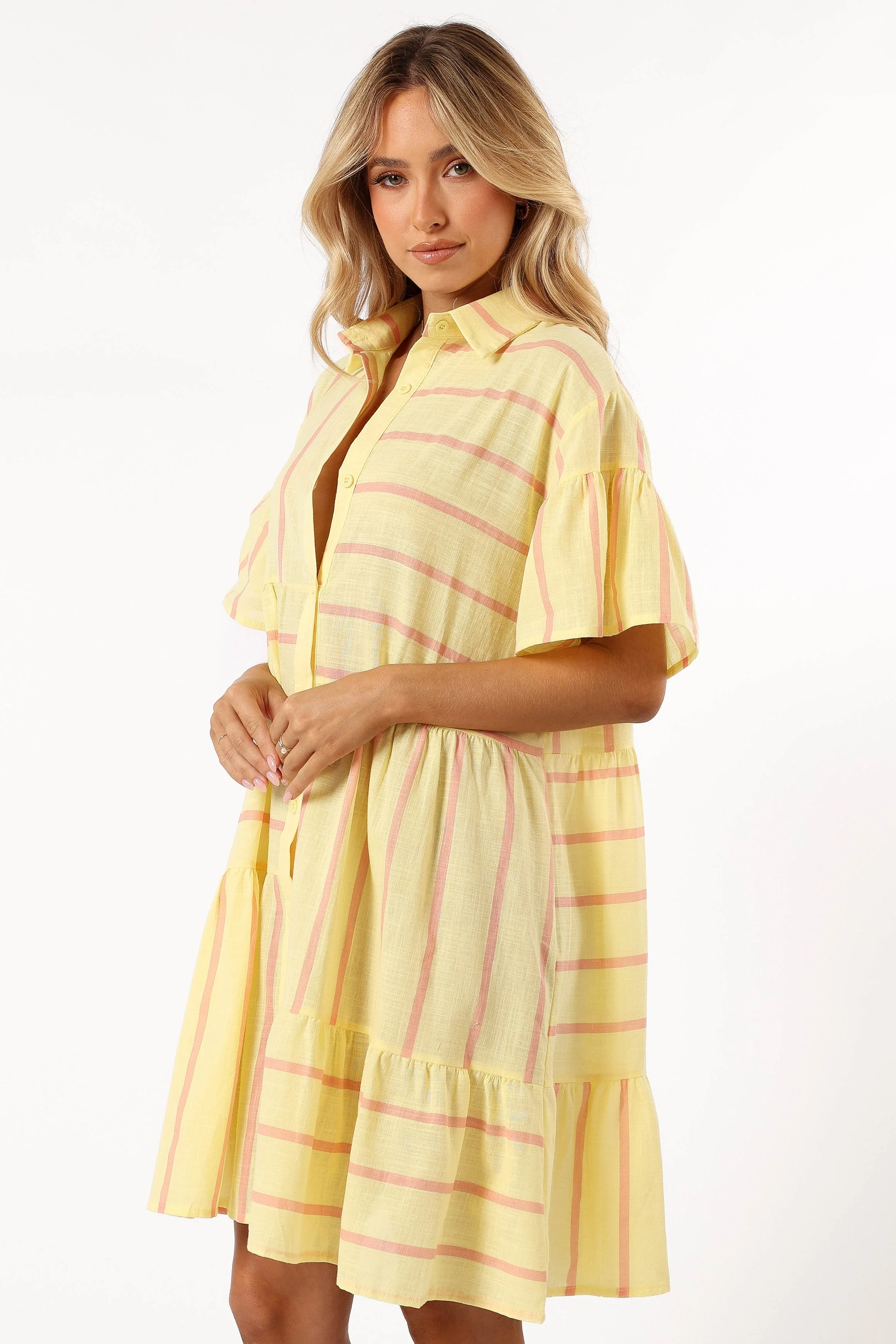 Peachy Mini Dress - Yellow Pink Stripe