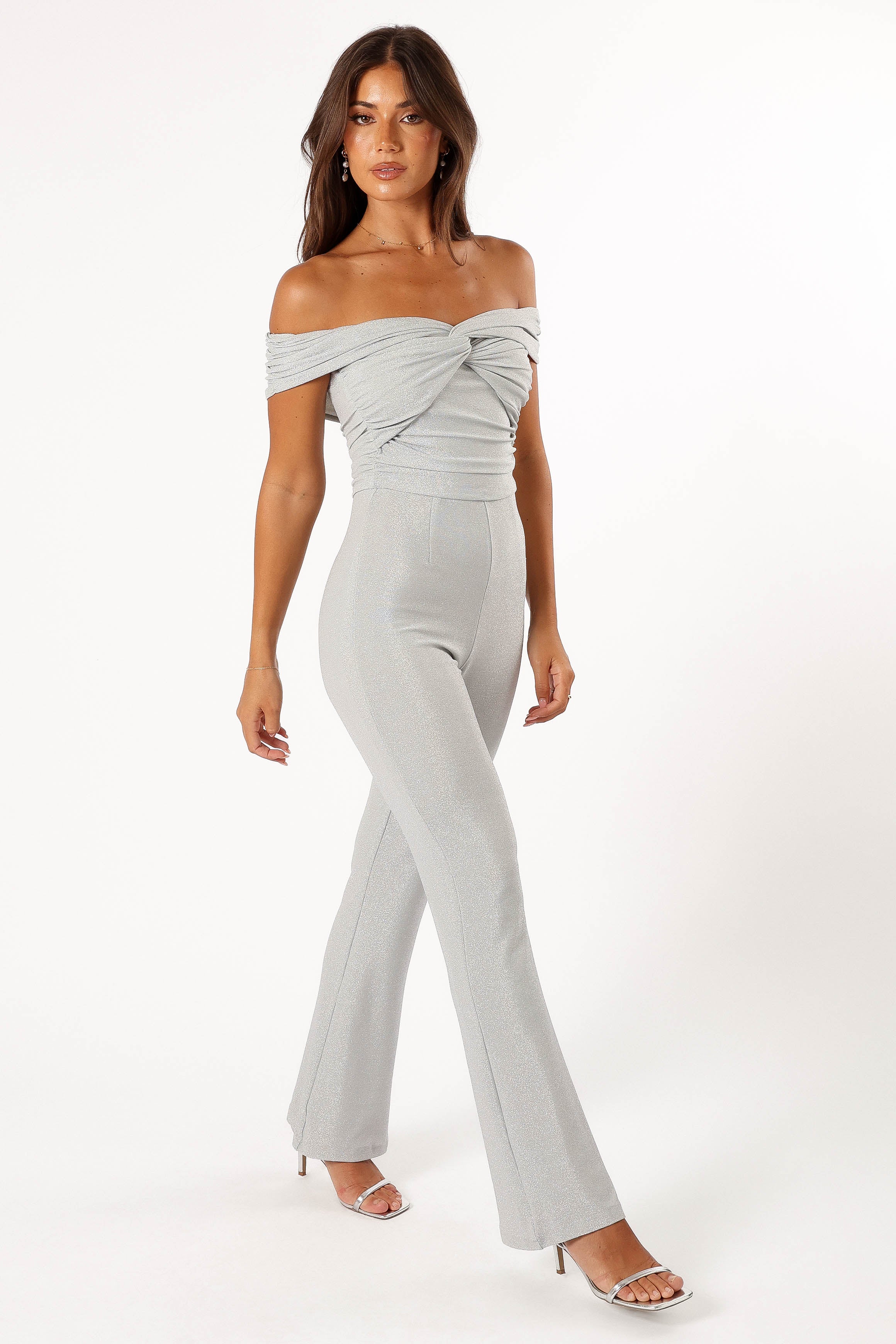 Sharnie Off Shoulder Jumpsuit - Silver