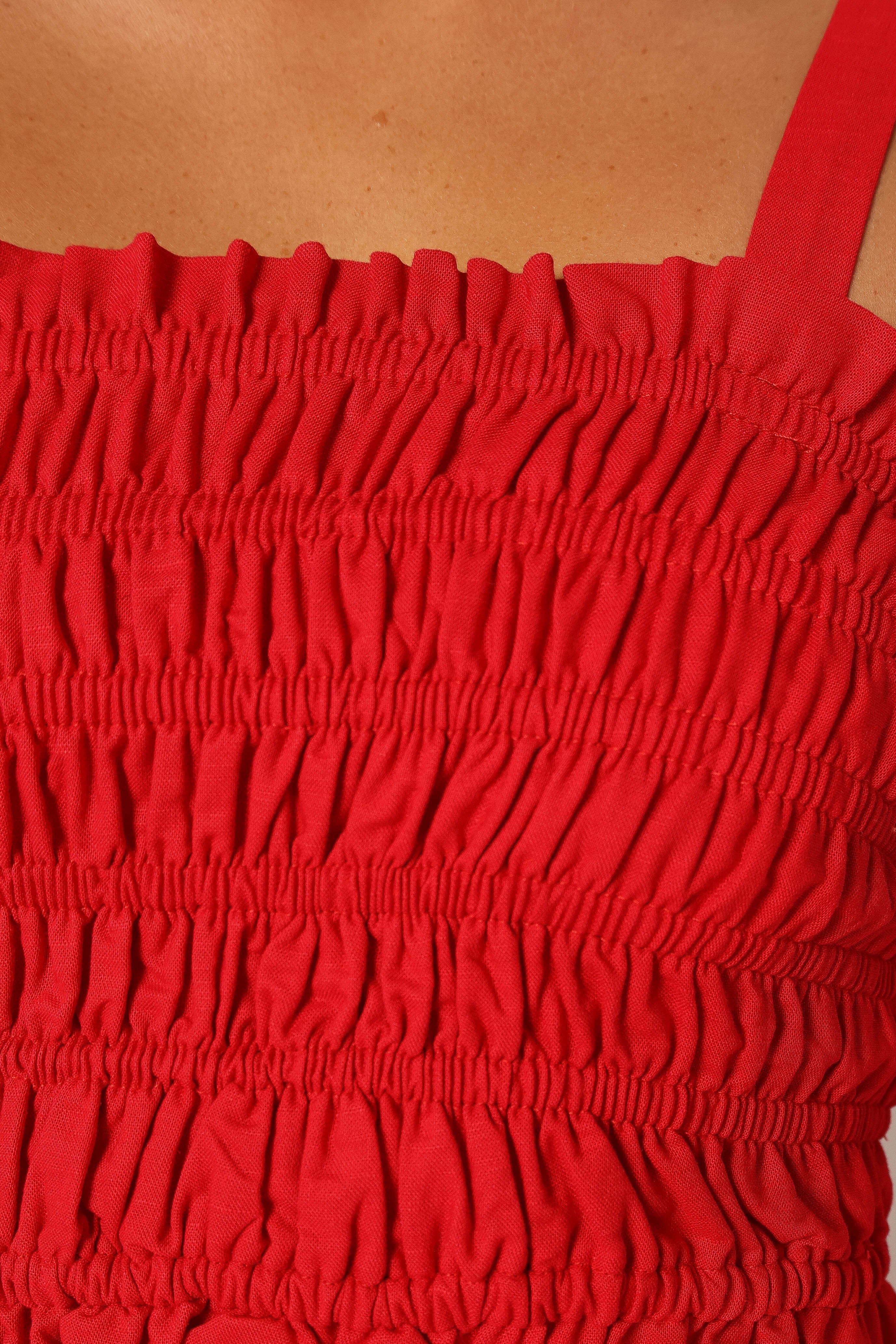 Kessie Shirred Top - Red