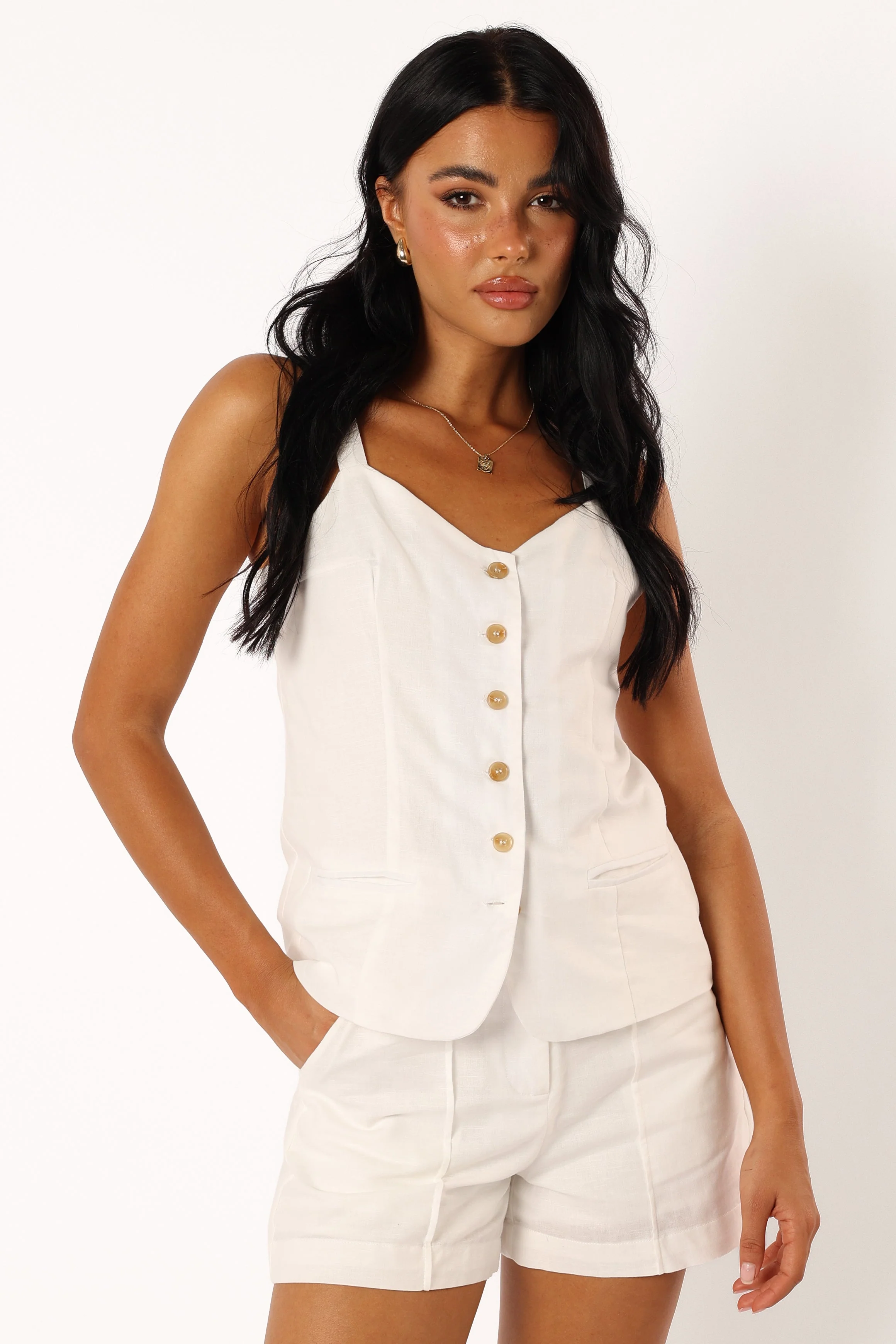 Laurent Button Through Top - White
