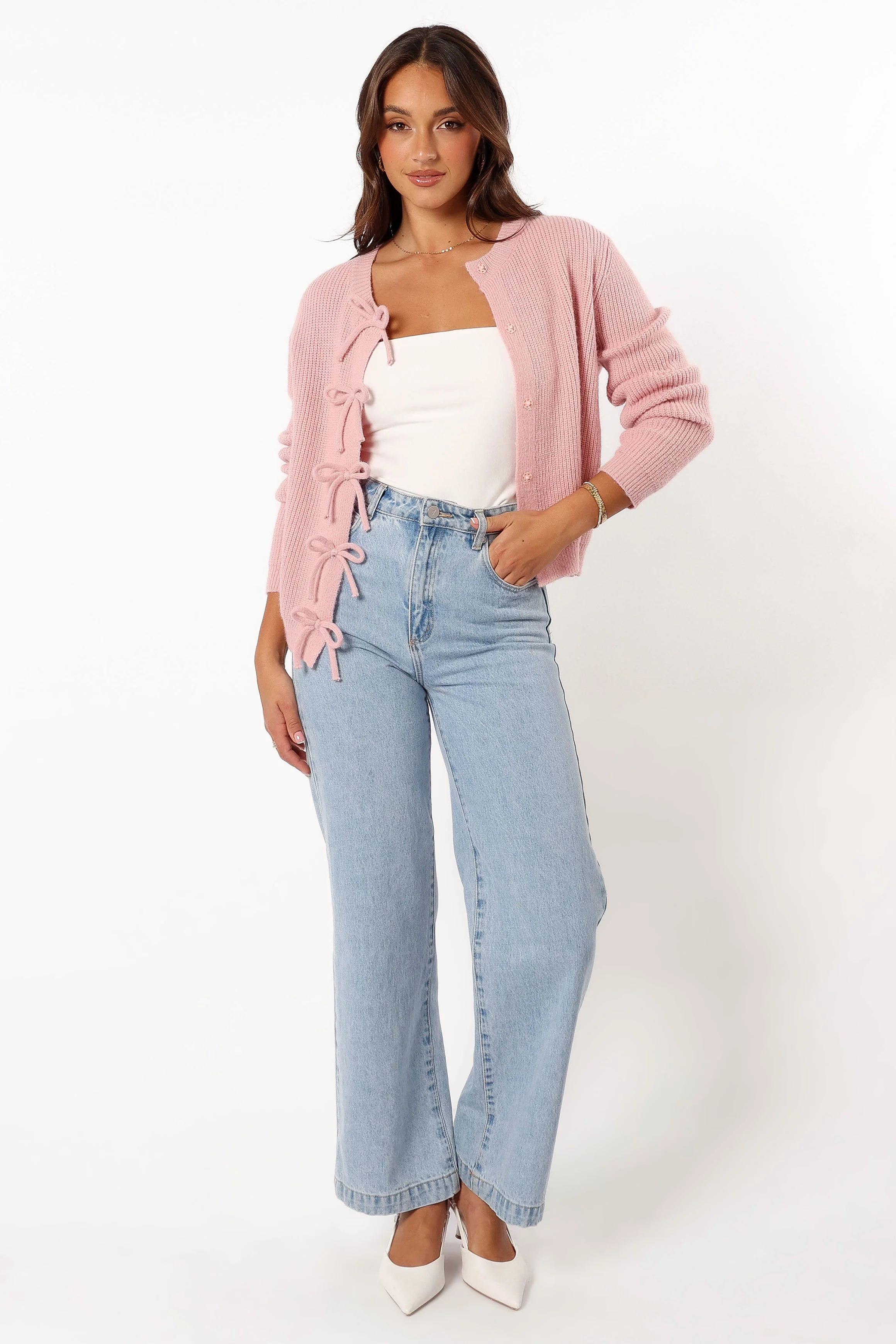 Wilde Bow Front Cardigan - Blush