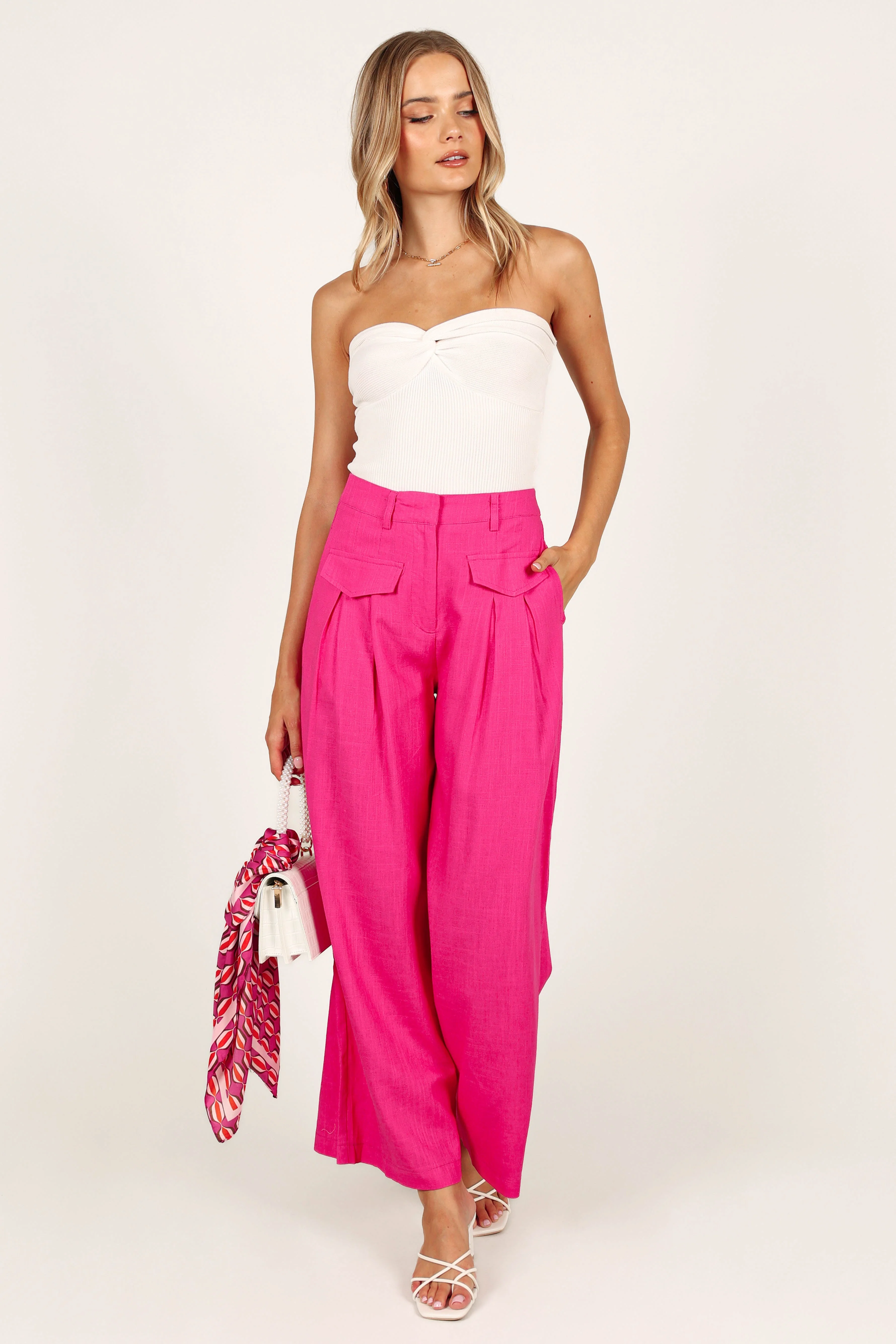 Joanie Wide Leg Pants - Hot Pink