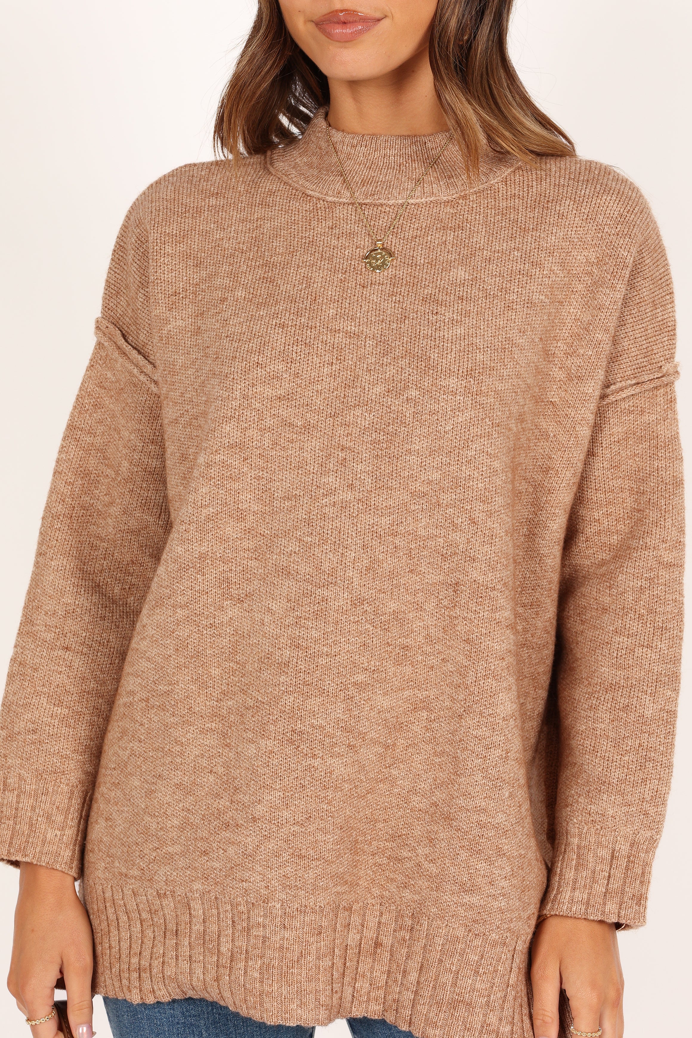 Alisa Mockneck Knit Sweater - Mocha