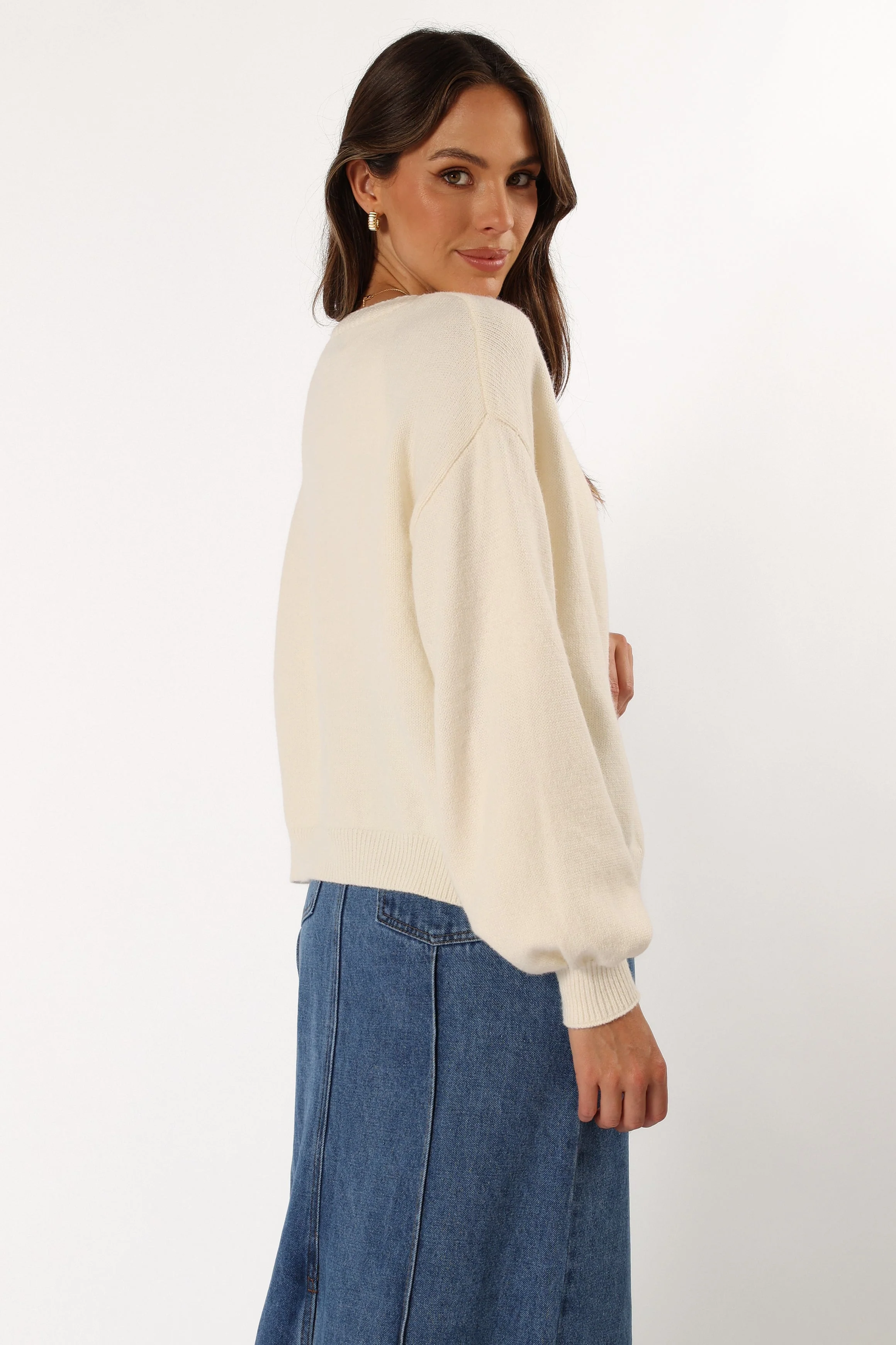 Xadie Bell Sleeve Cardigan - Cream