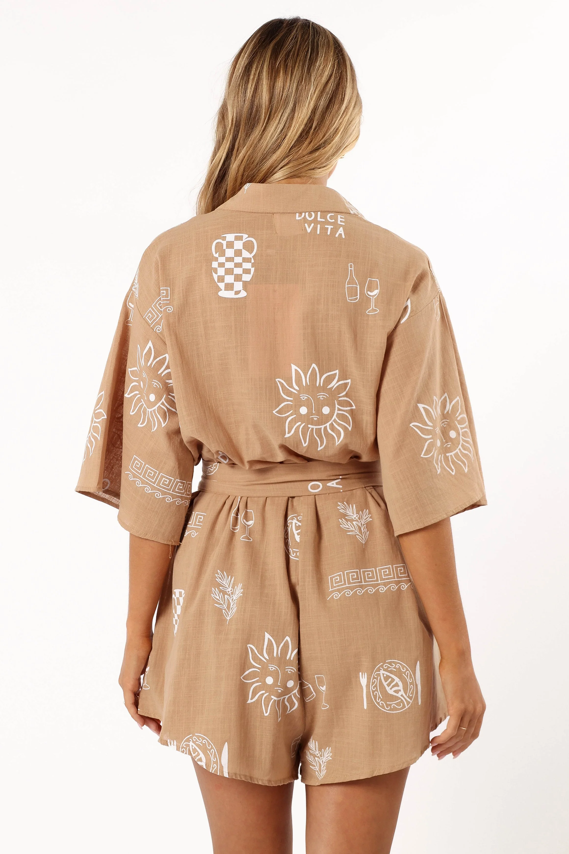 Kellie Playsuit - Tan White