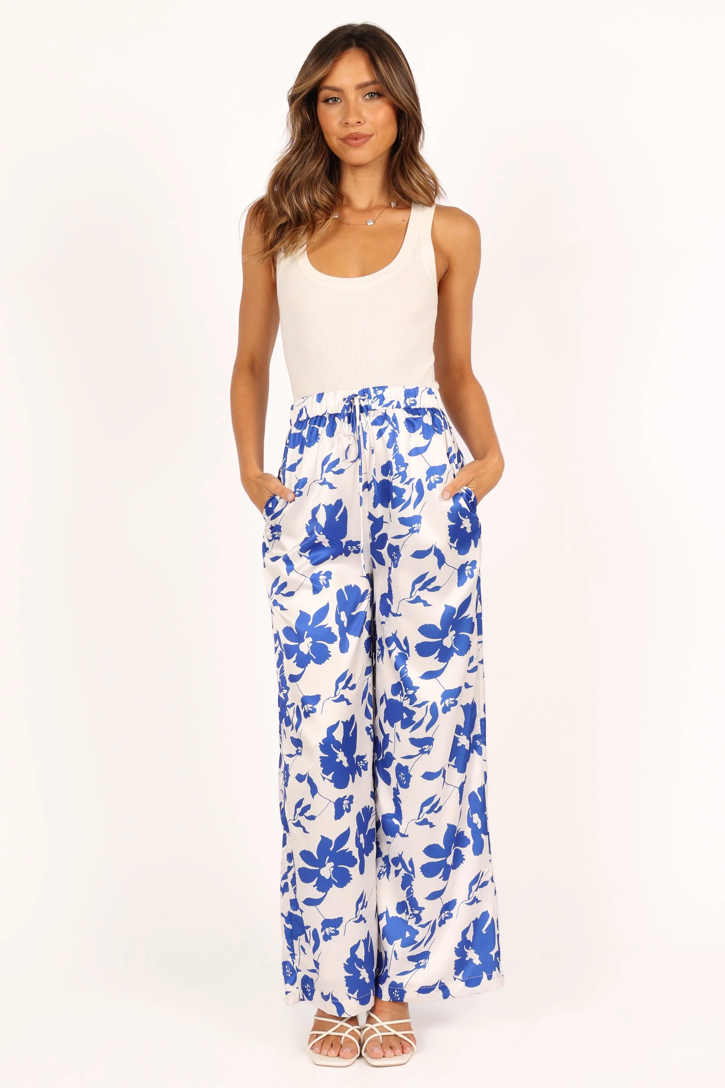 Keely Wide Leg Pant - Blue Floral