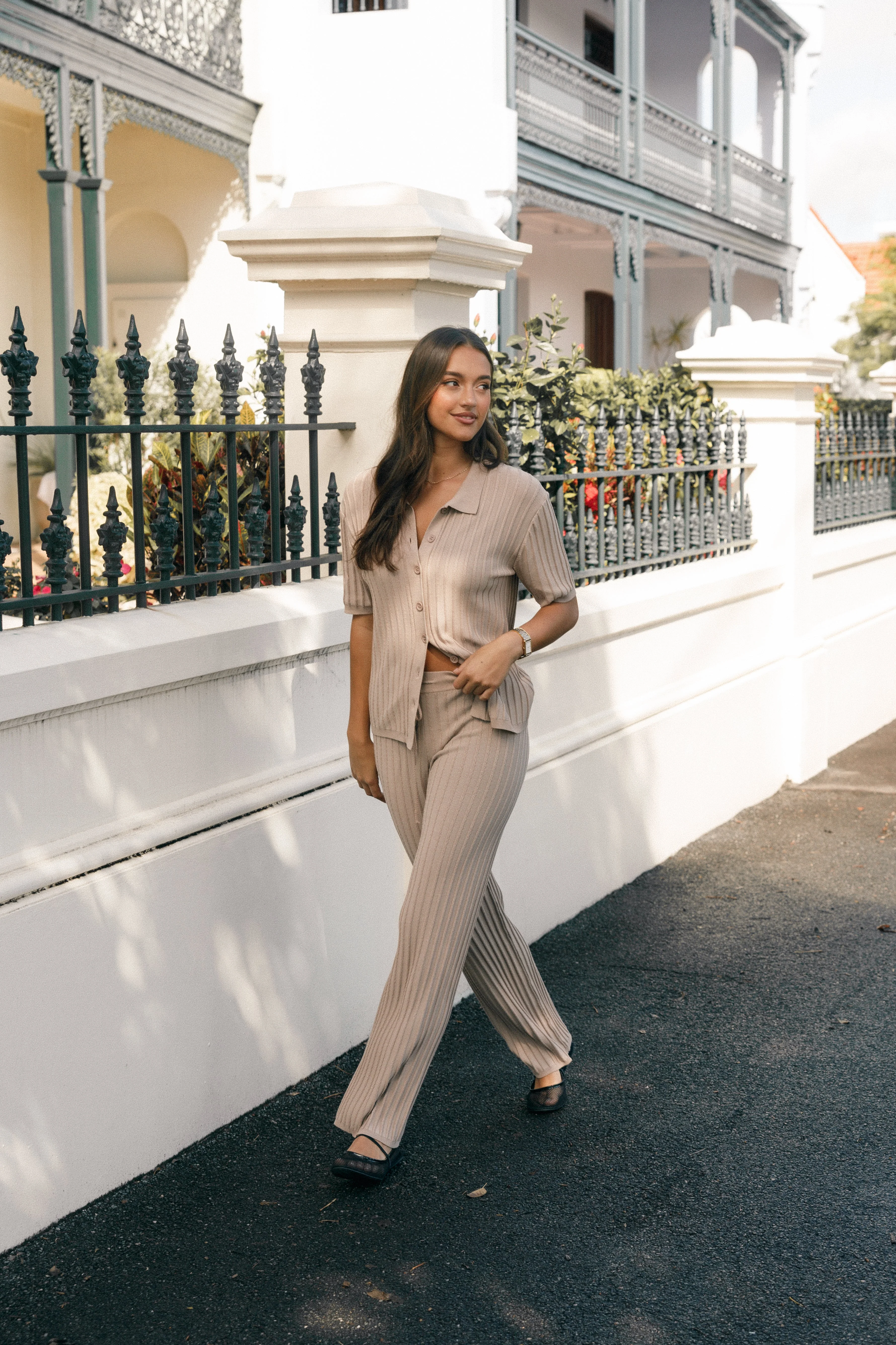 Tibi Ribbed Top - Beige