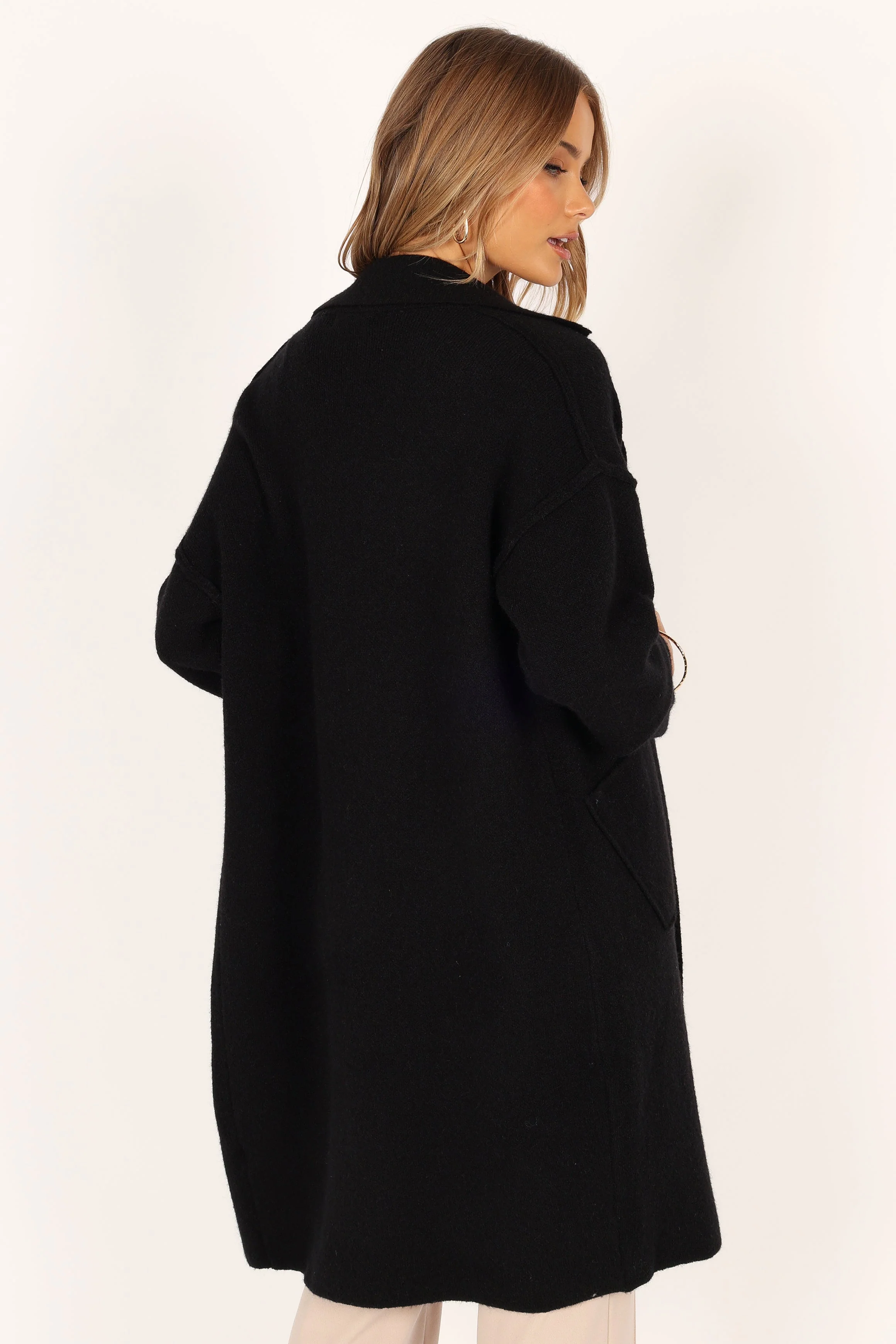 Ivy Button Front Coatigan - Black
