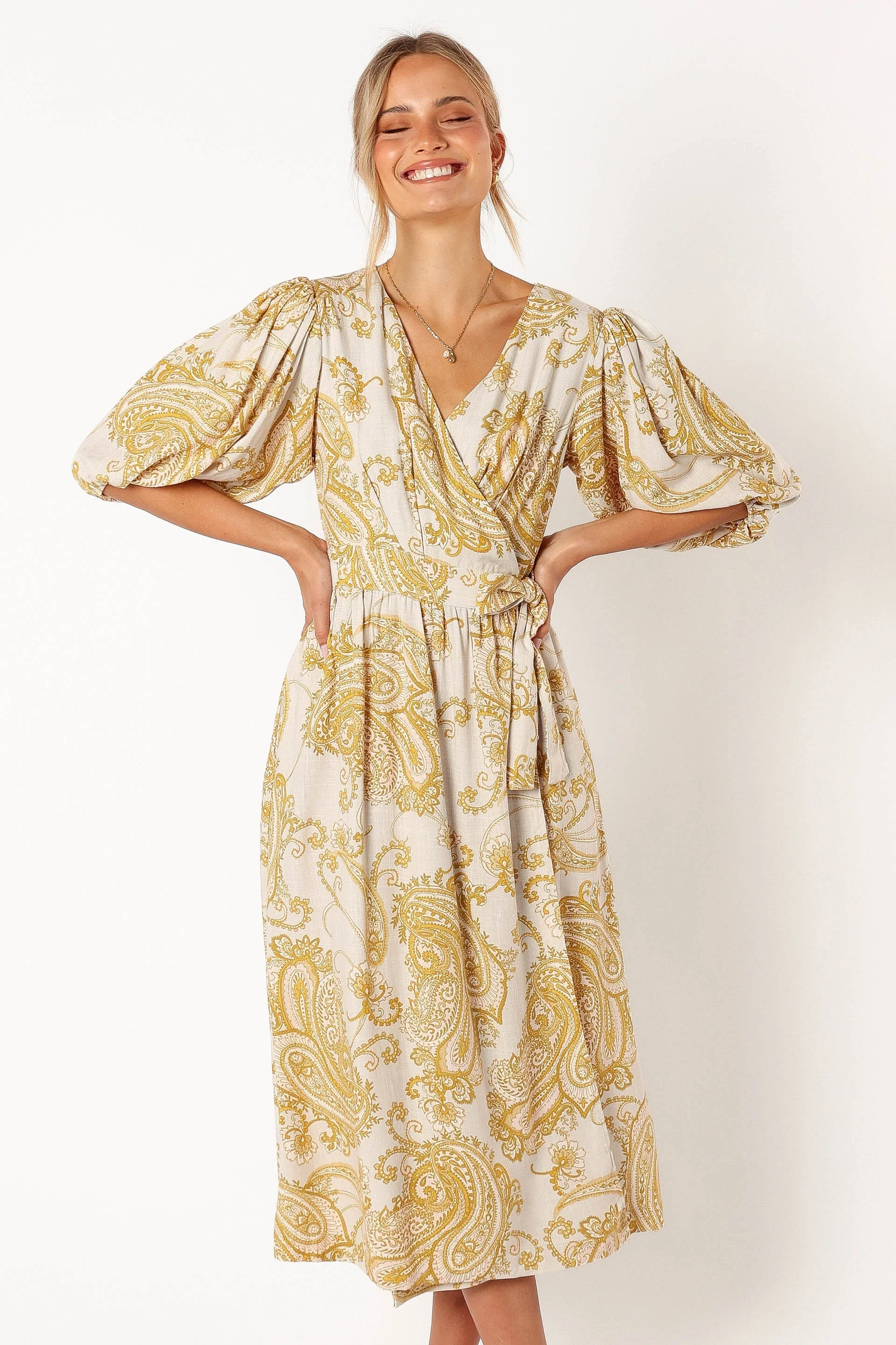 Chantel Wrap Midi Dress - Valentina Print