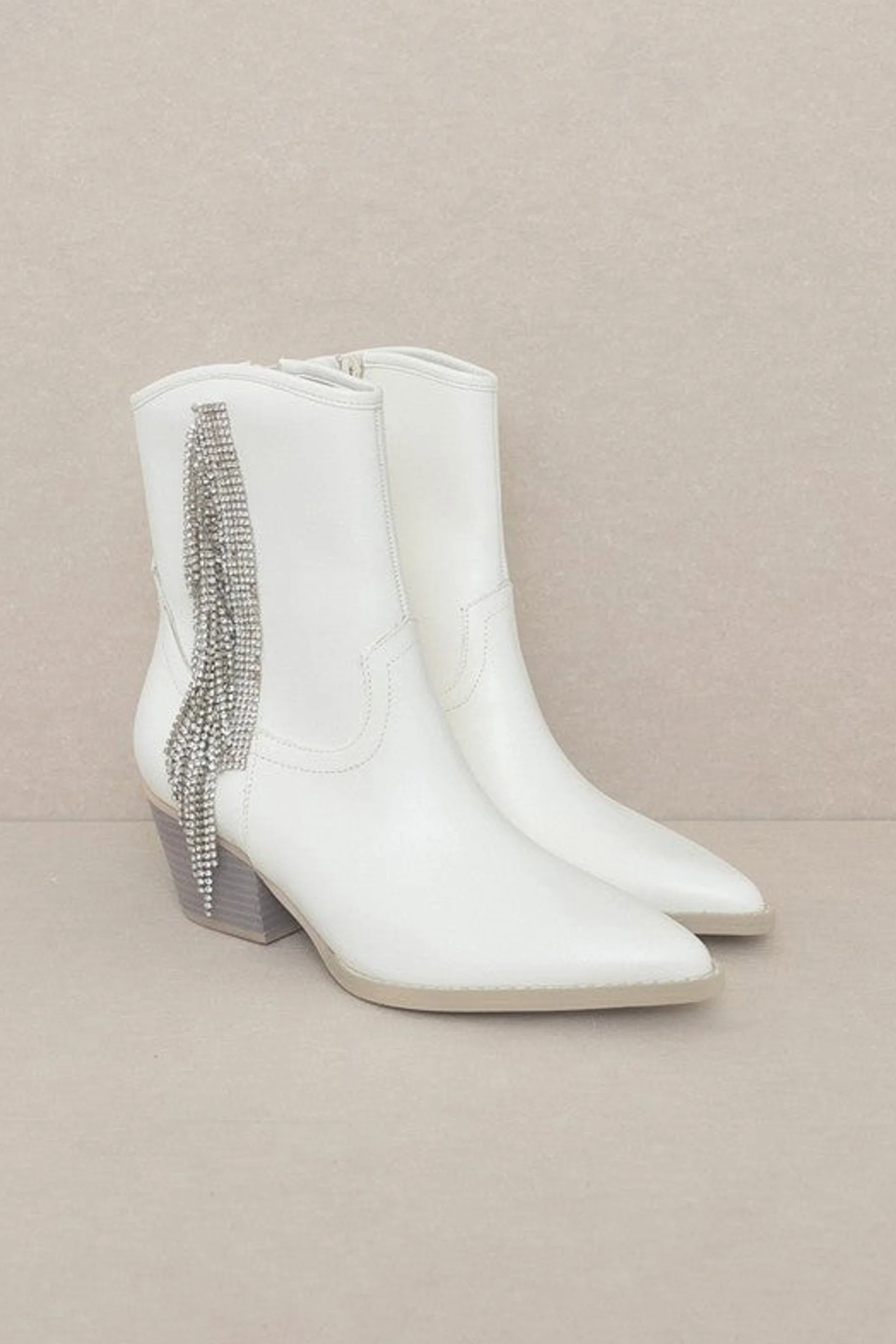 Rowan Rhinestone Fringe Boot - White