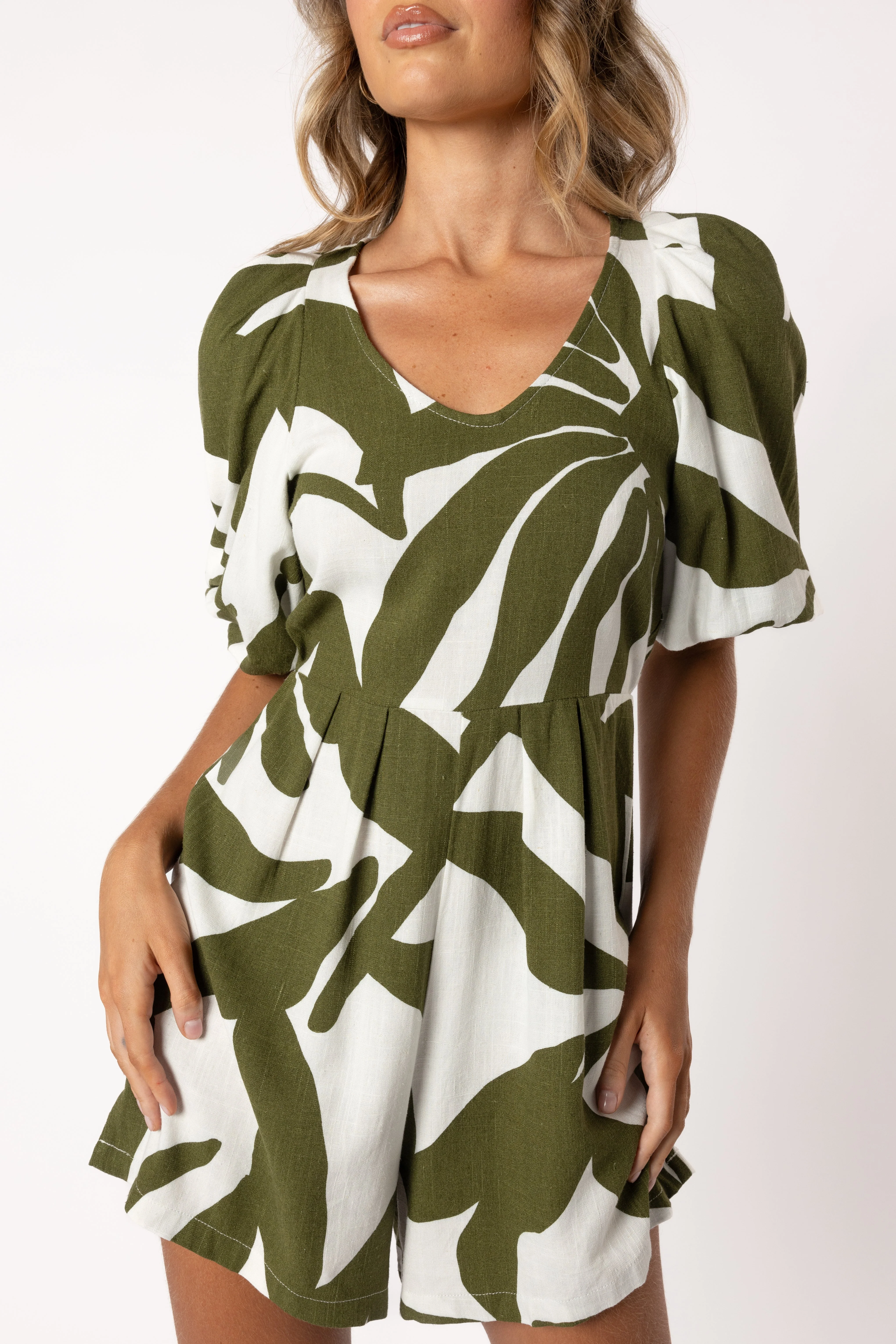 Matilda Playsuit - Olive Palm