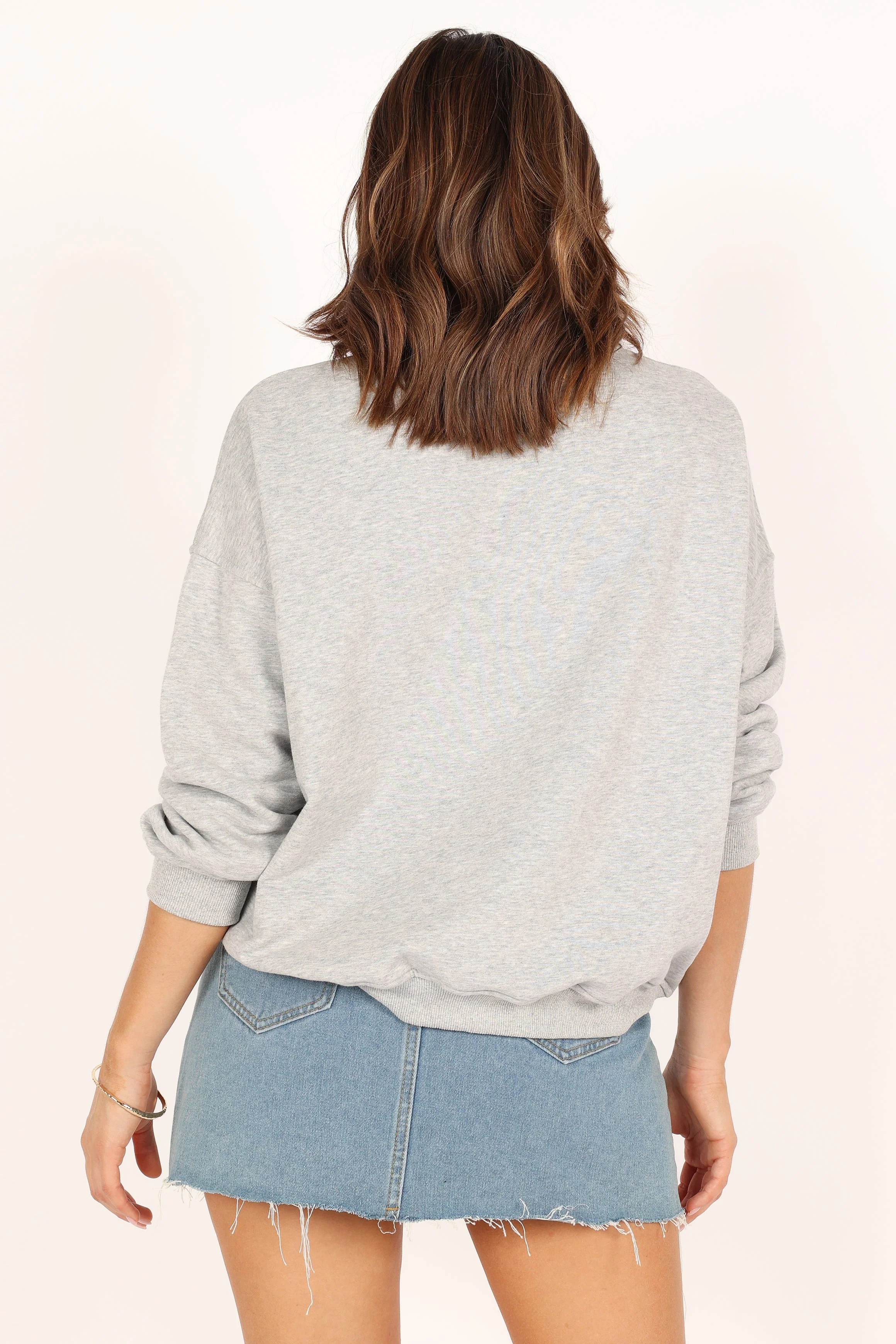Brooklyn NY Embroidered Sweatshirt - Heather Grey