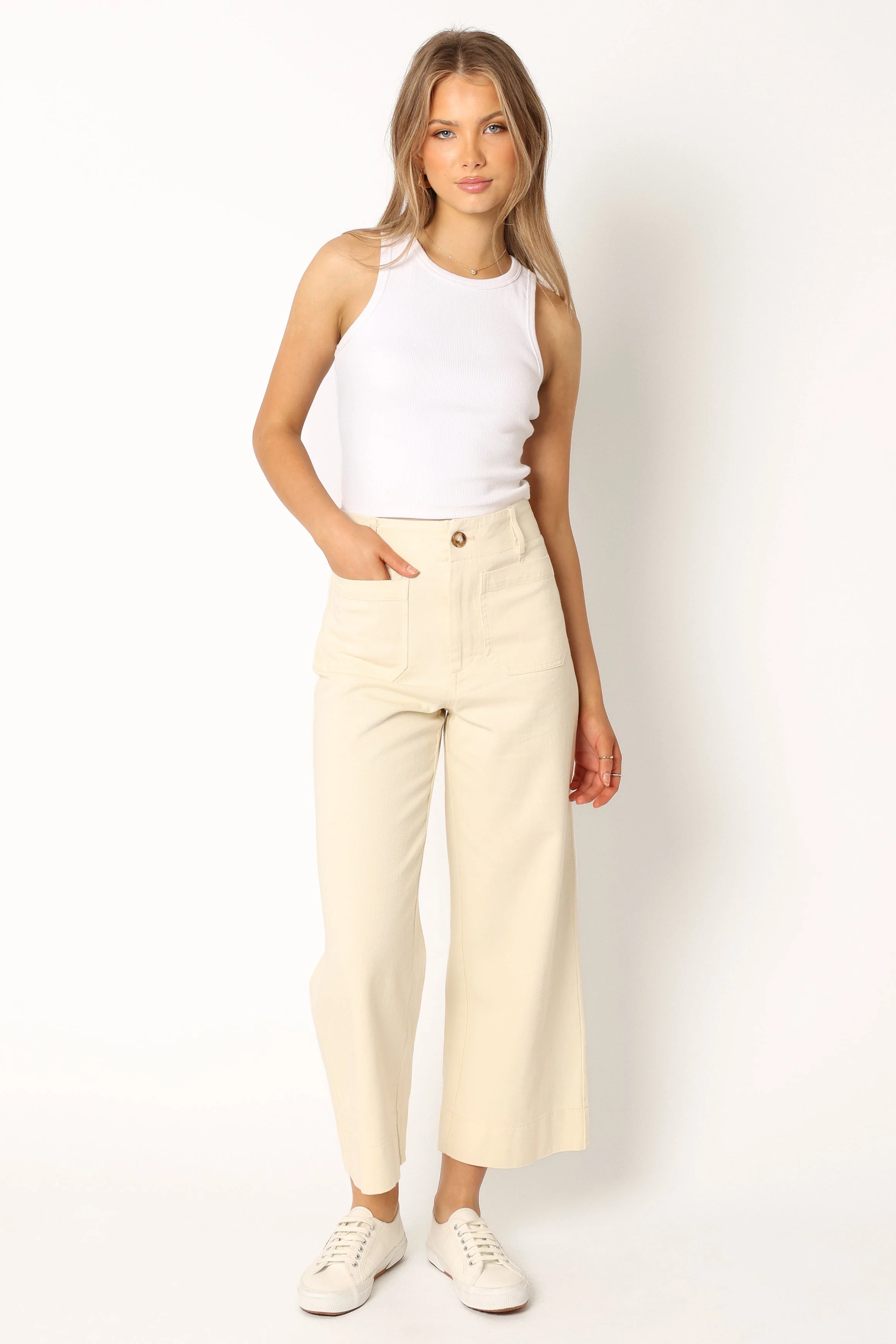 Sully Contrast Stitch Denim Jeans - Ecru