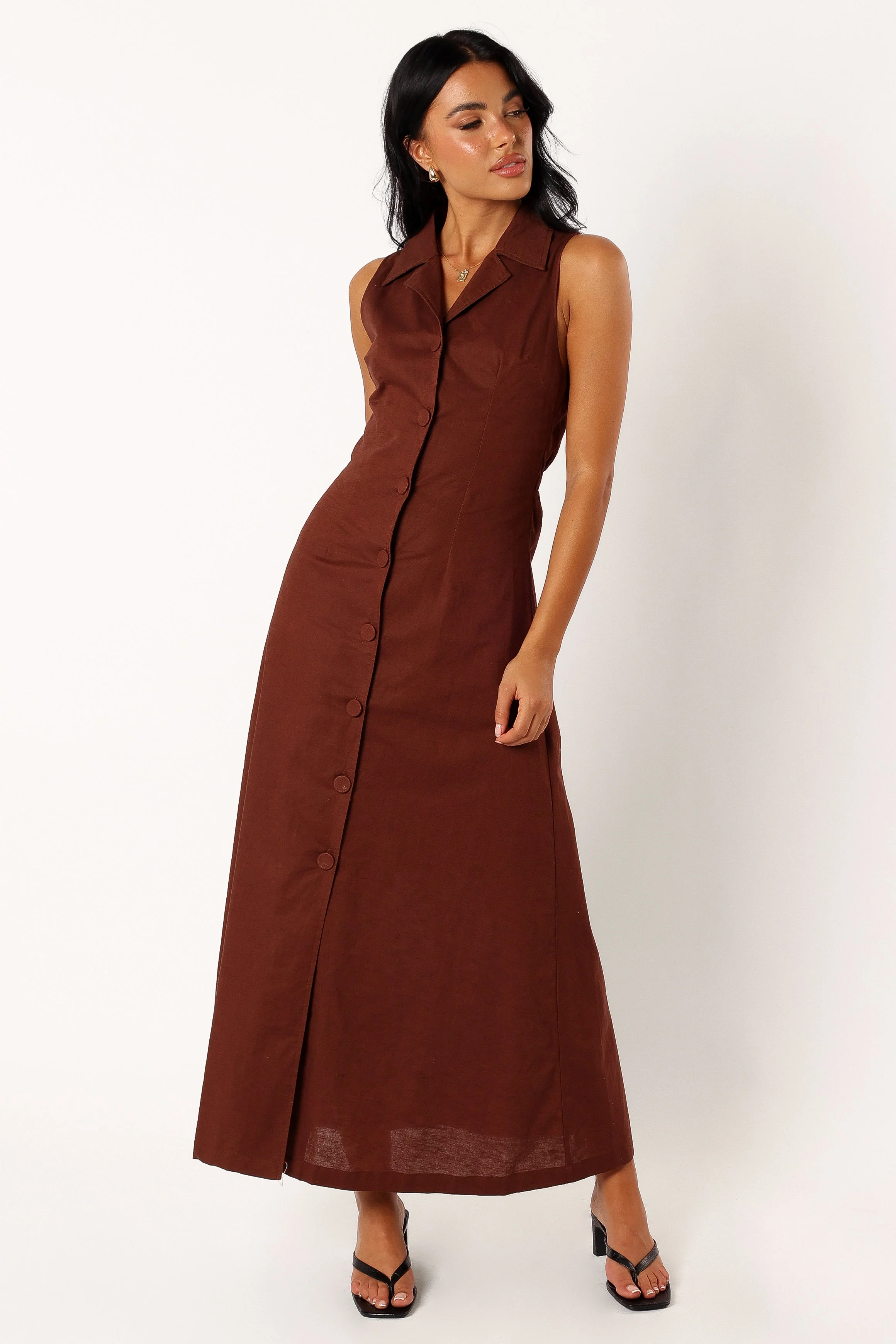 Galia Midi Dress - Chocolate