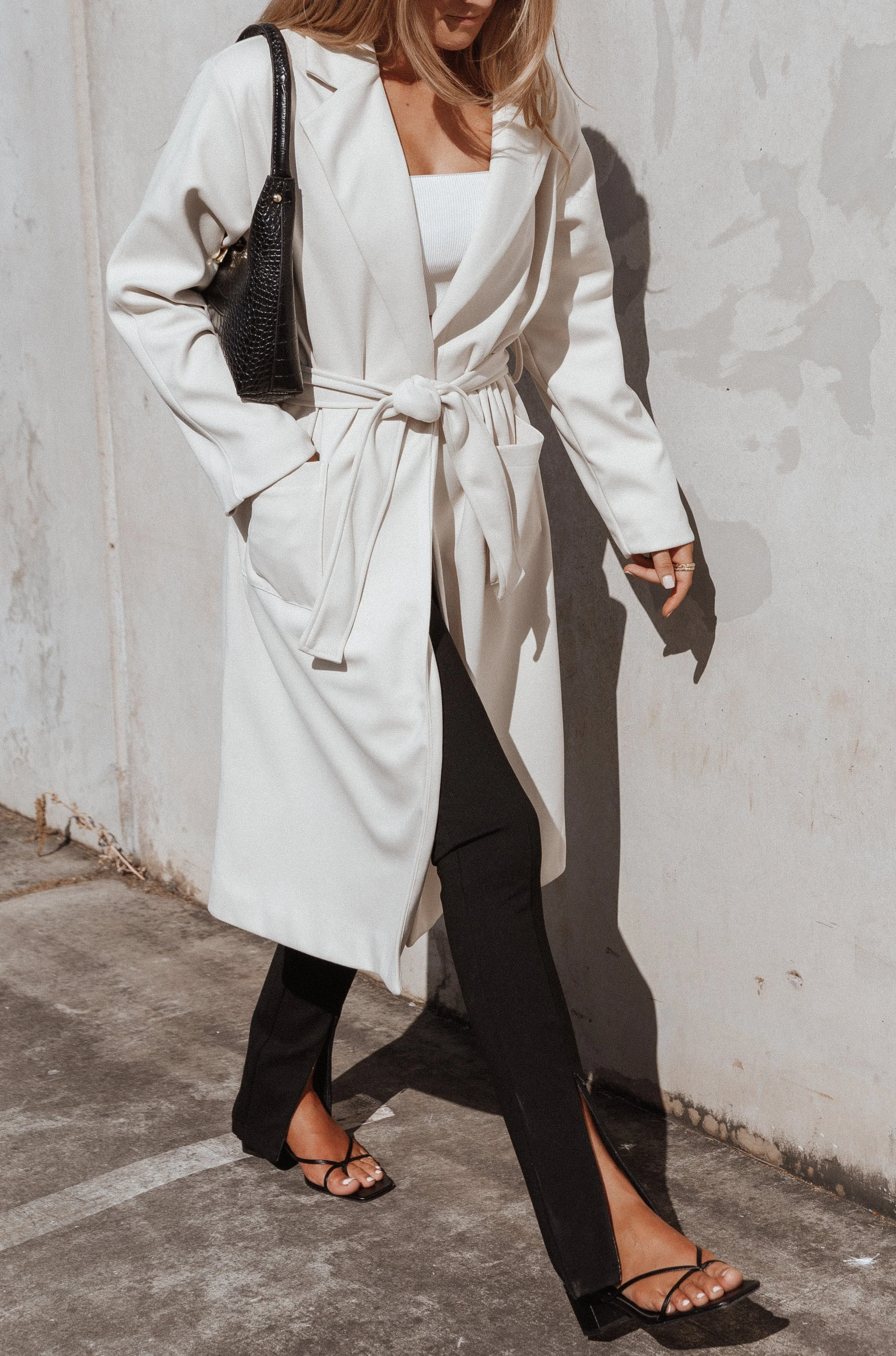 Eden Tie Front Coatigan - Beige