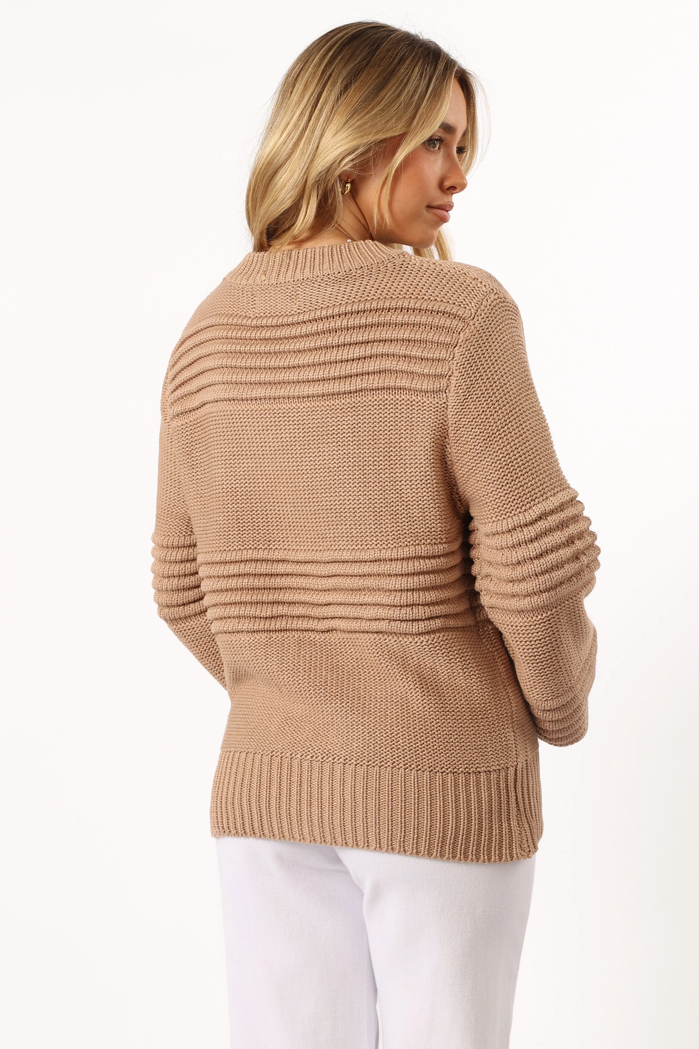 Beckett Textured Stripe Knit Sweater - Beige