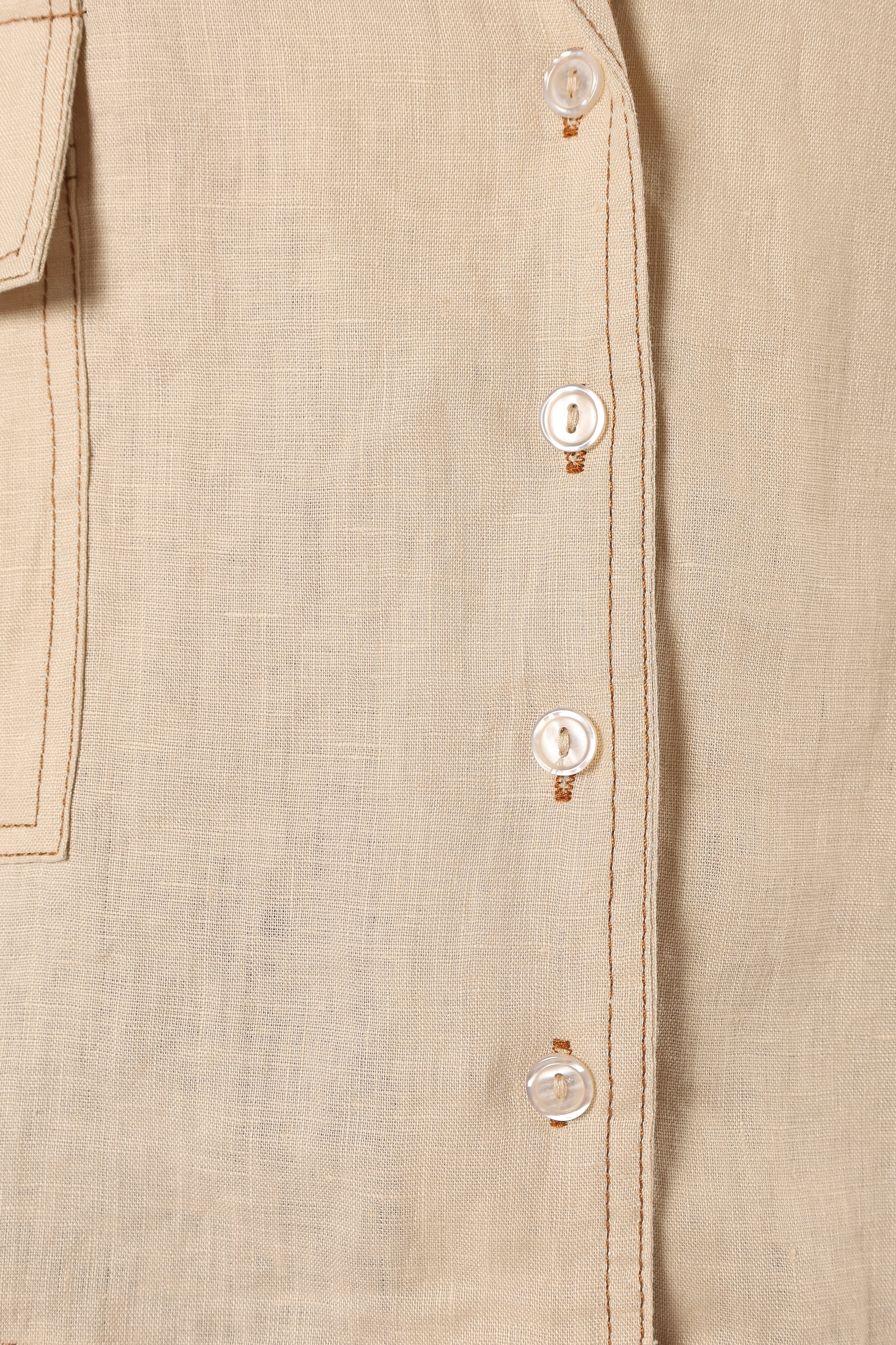 Charleston Button Down Top - Beige