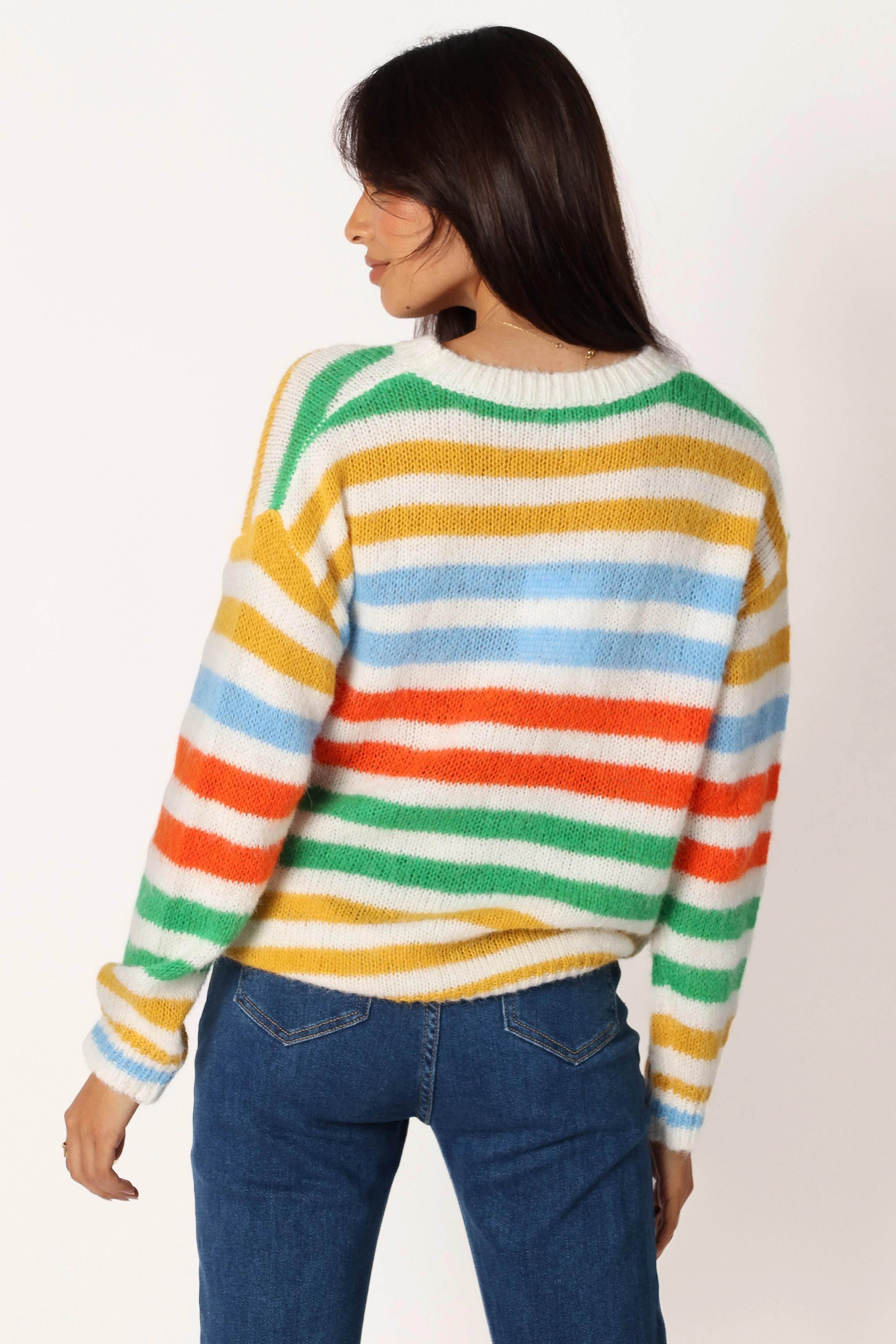 Sasha Multi Stripe Crewneck Knit Sweater - Multi