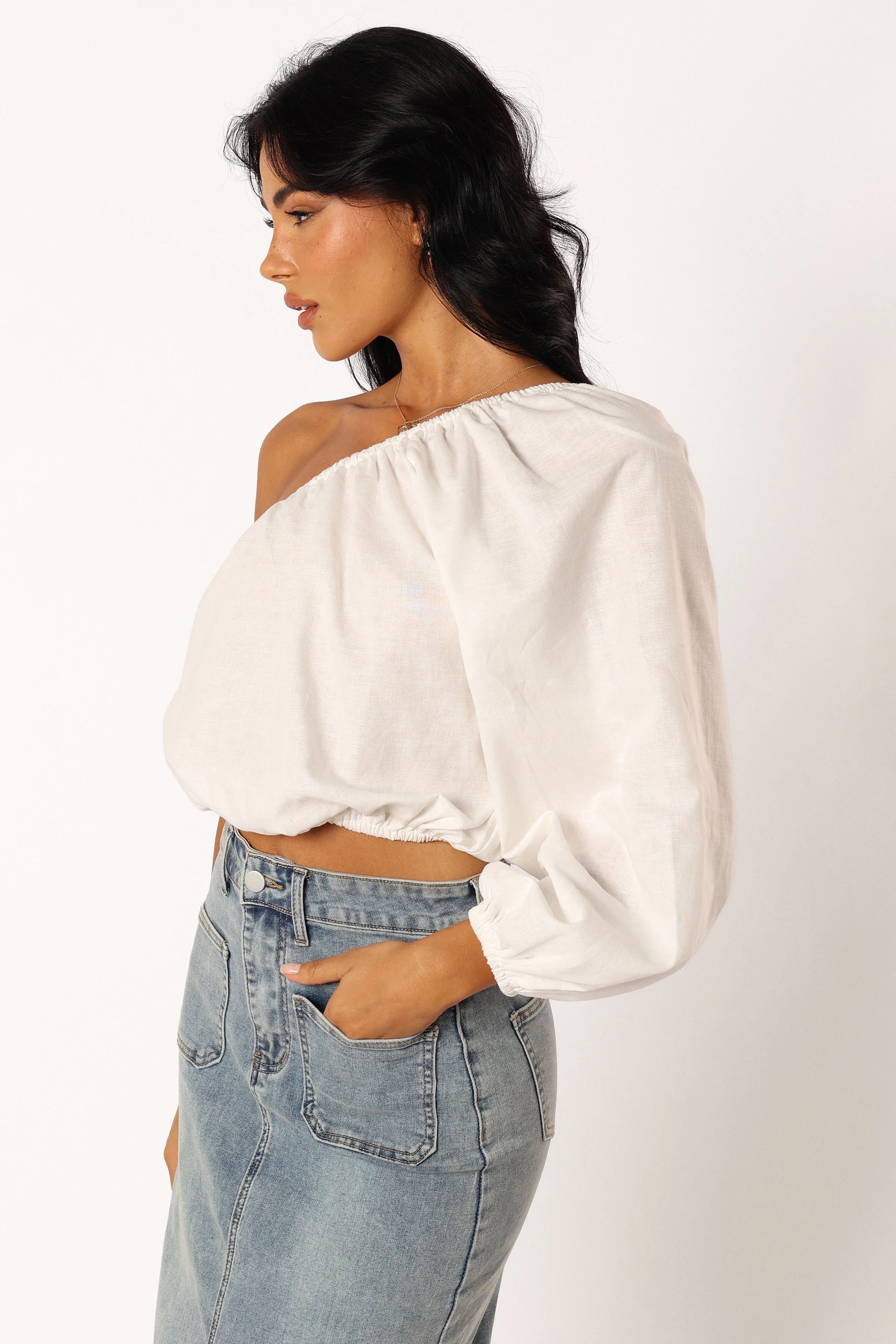 Jeanne One Shoulder Top - White
