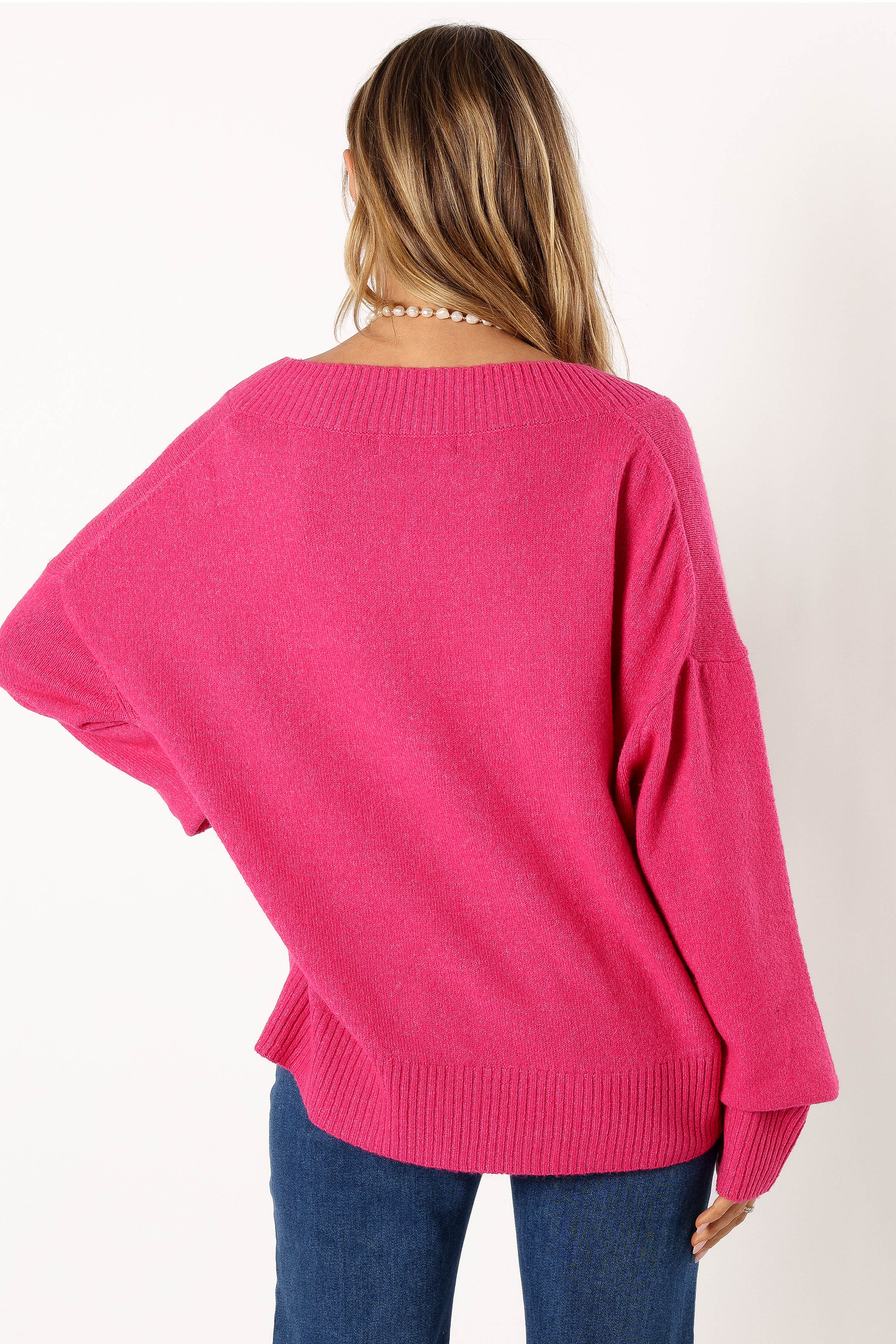 Palmer Vneck Knit Sweater - Pink