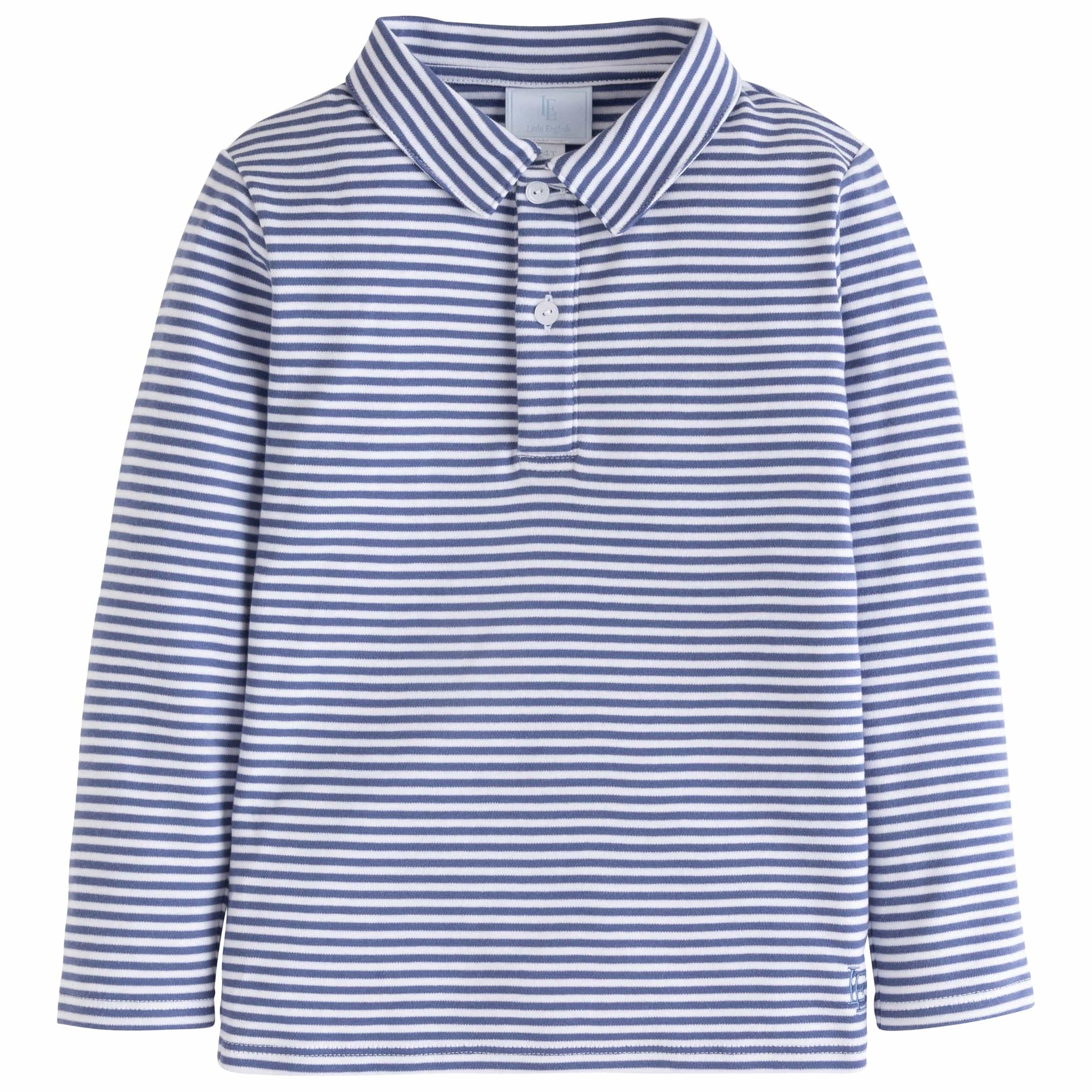 Long Sleeve Polo - Gray Blue Stripe