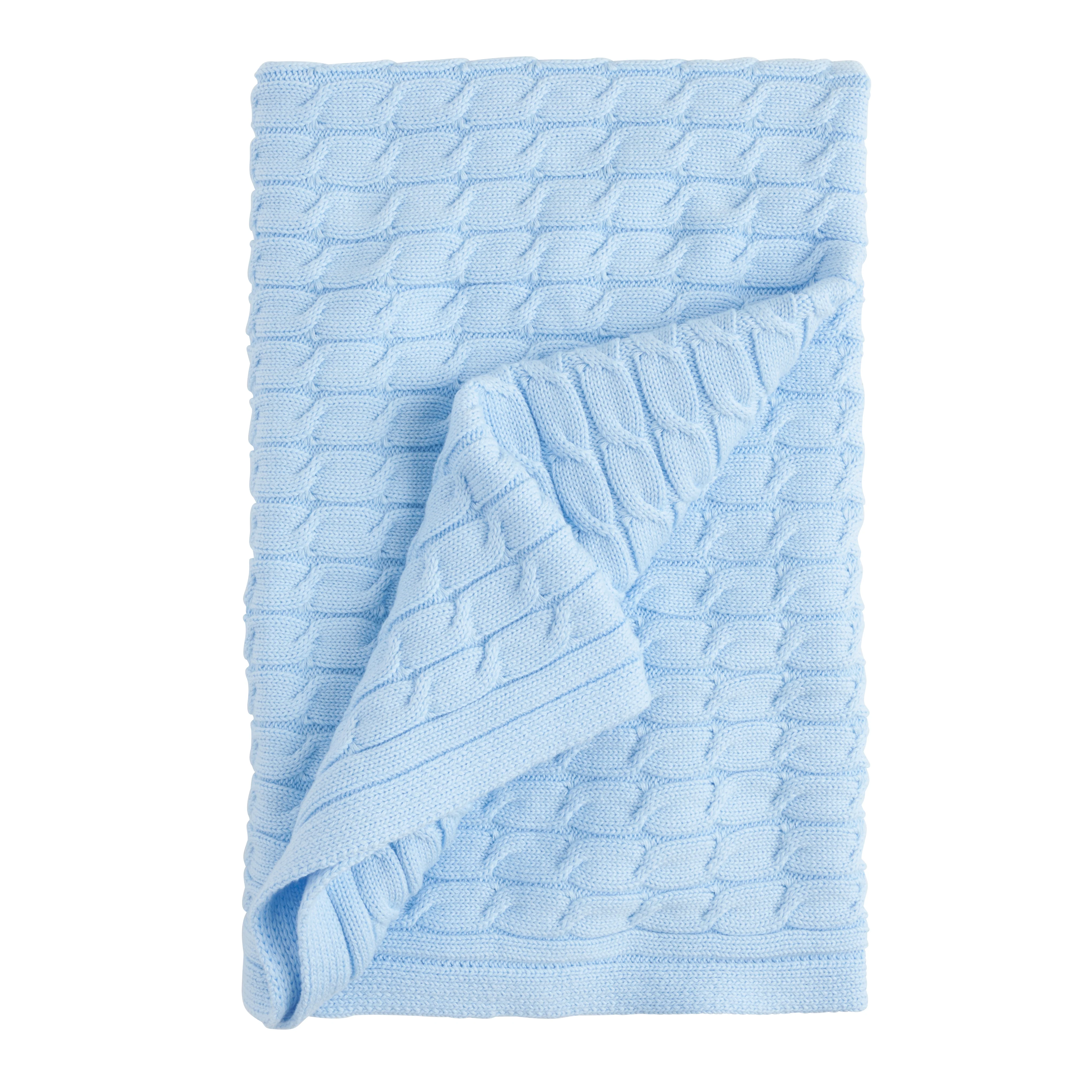 Cable Knit Blanket - Light Blue