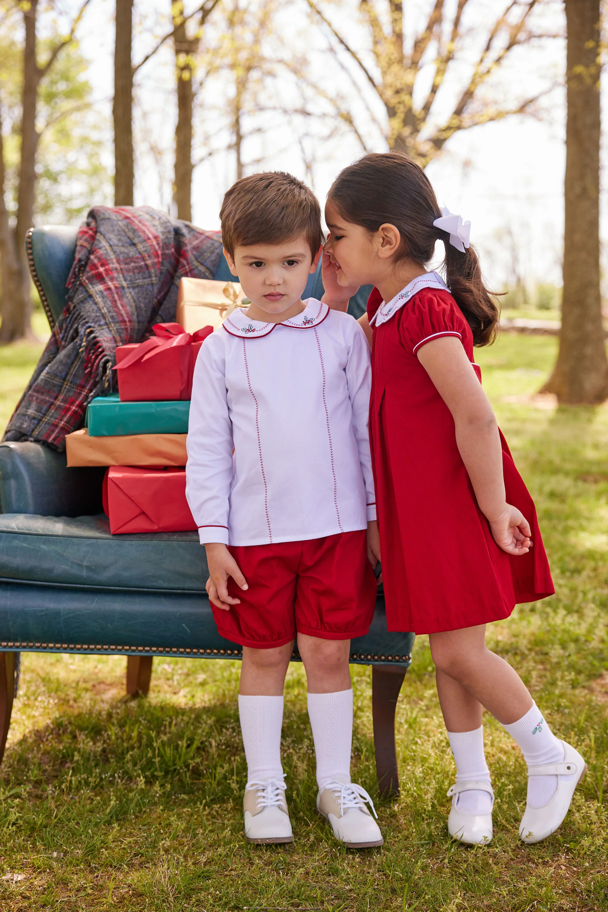 Holly Feathered Stitch Short Set