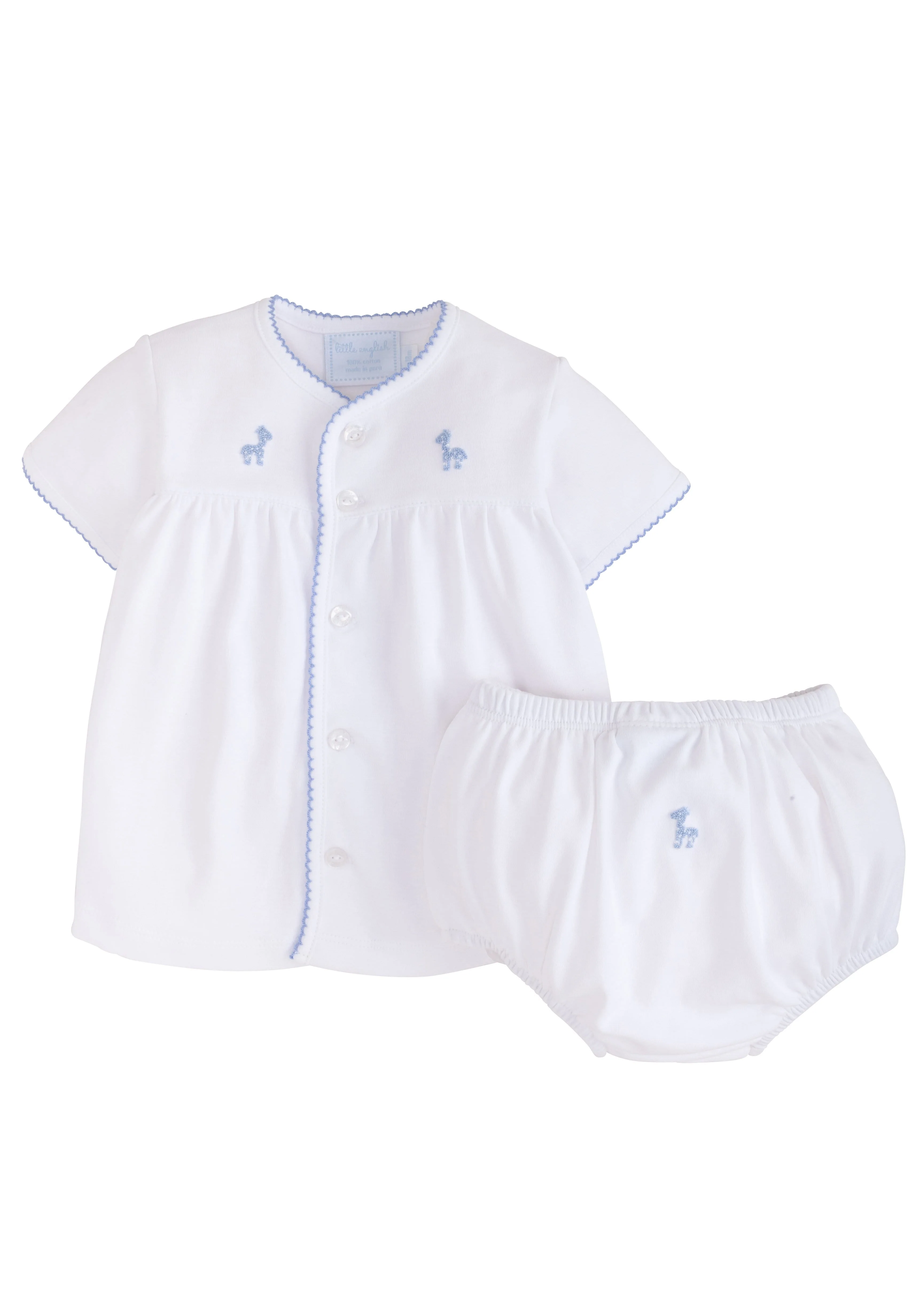 Pinpoint Layette Knit Set - Boy Giraffe