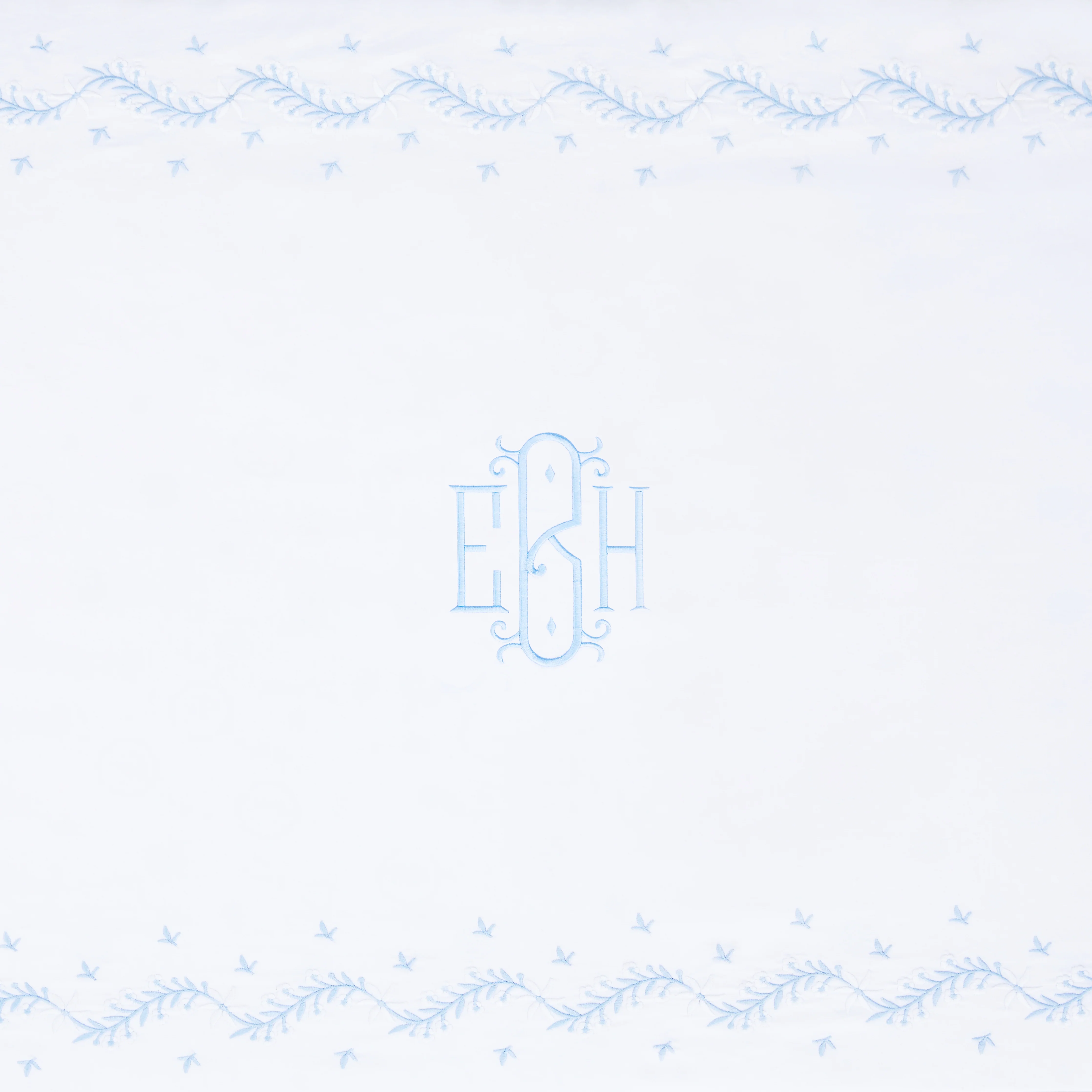 Embroidered Crib Sheet - Sky