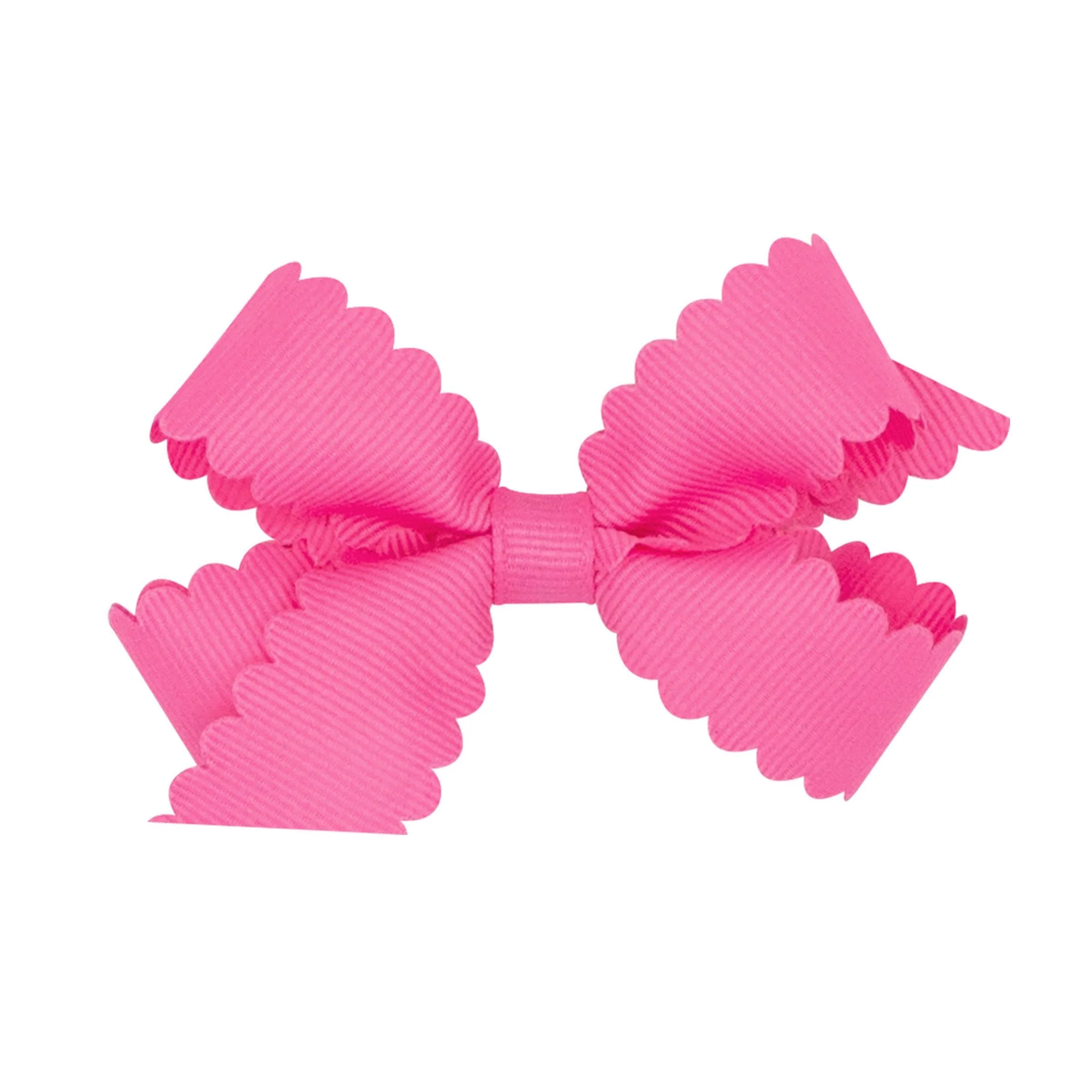 Mini Scallop Hair Bow - Hot Pink