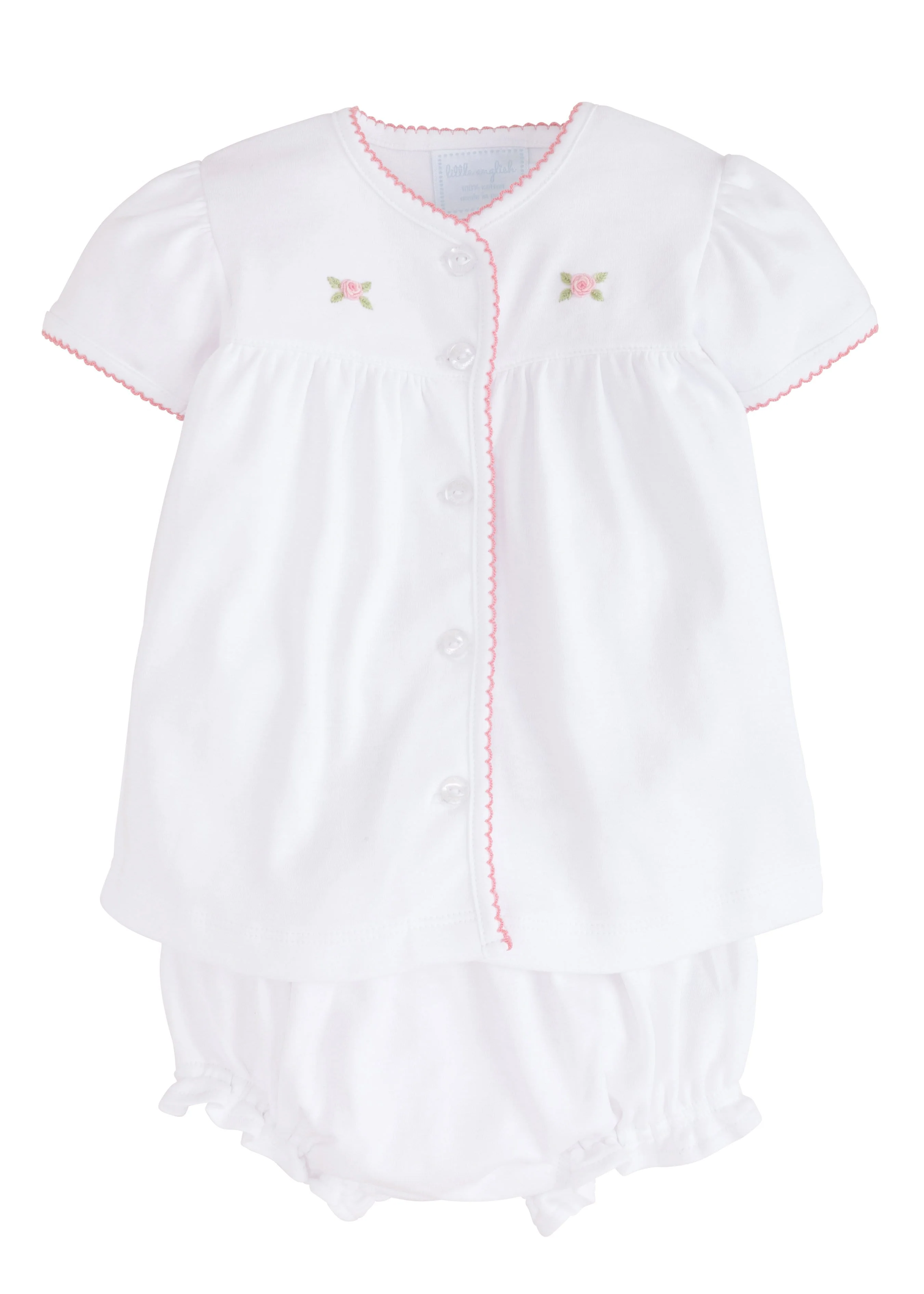 Pinpoint Layette Knit Set - Rose