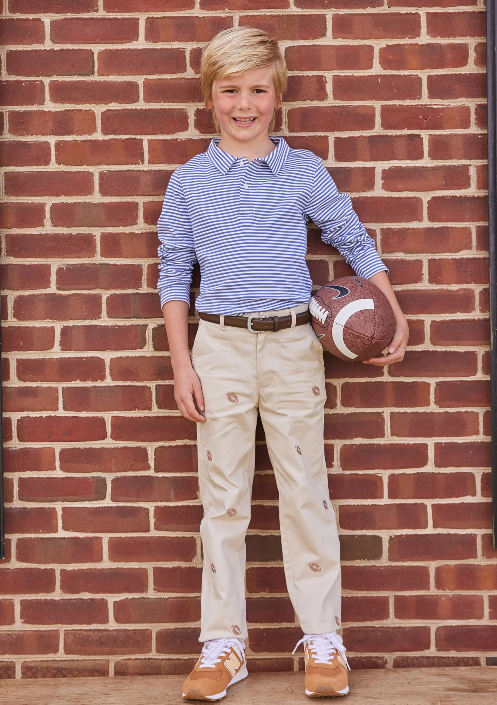 Long Sleeve Polo - Gray Blue Stripe