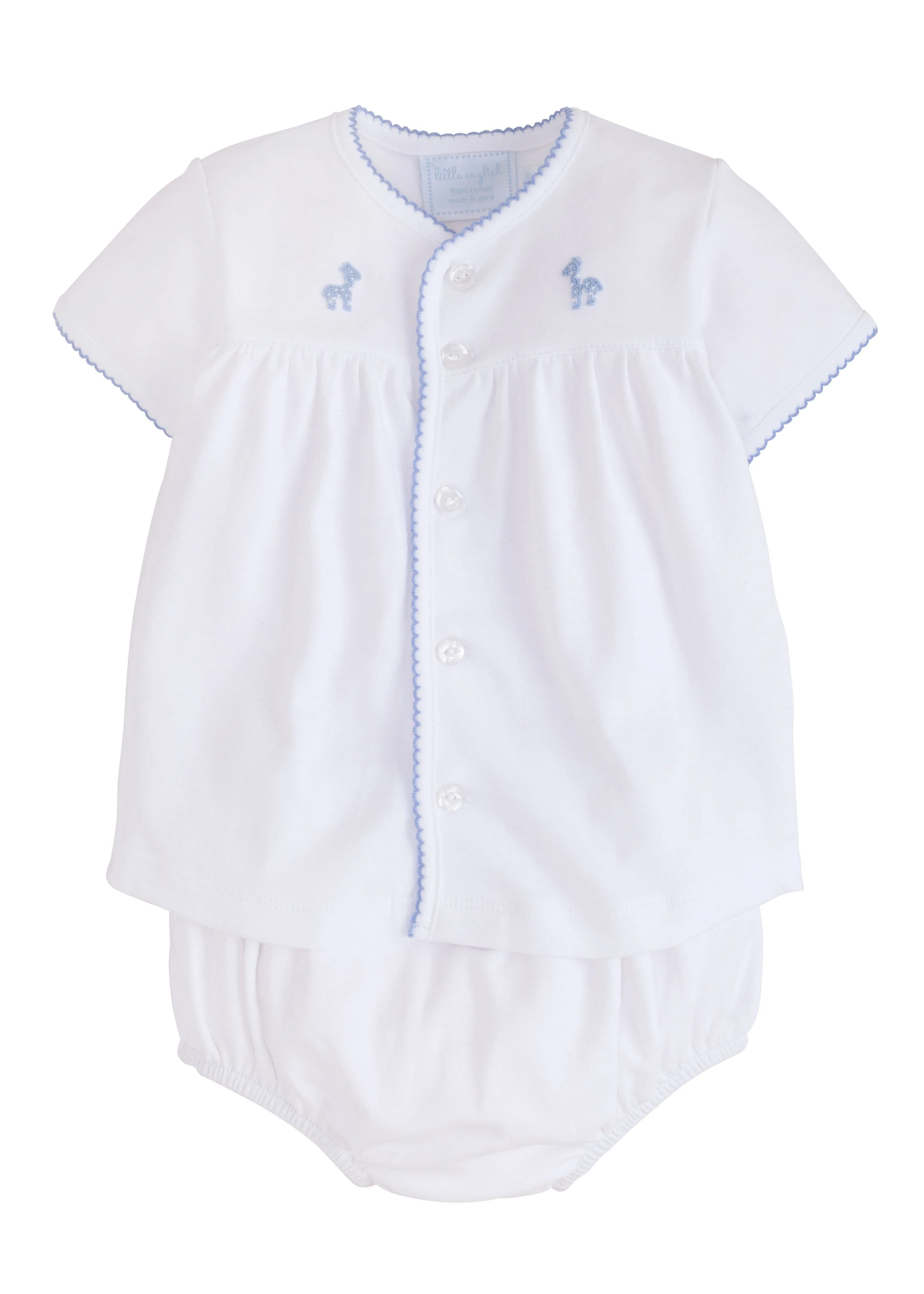 Pinpoint Layette Knit Set - Boy Giraffe