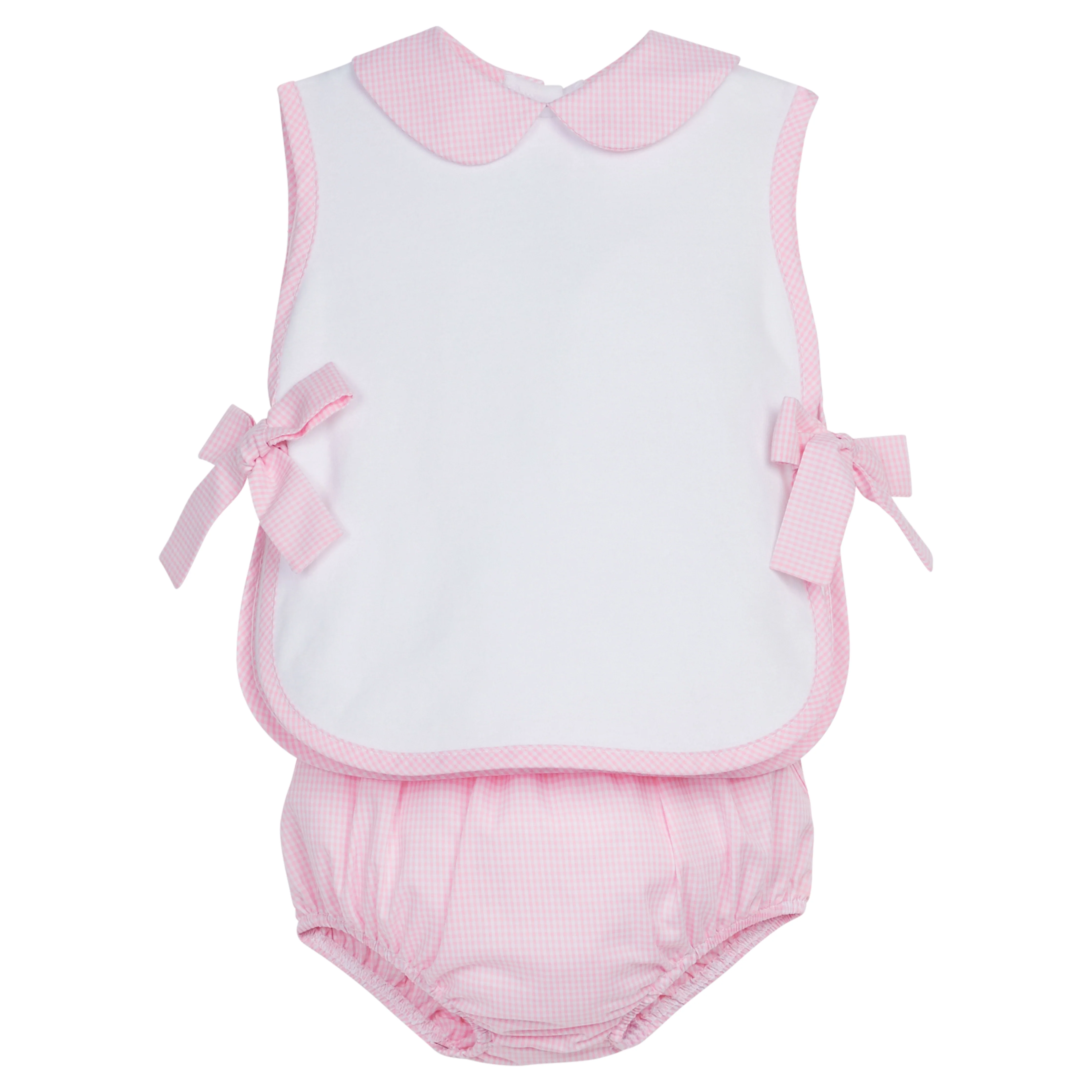 Bow Tab Diaper Set - Light Pink Mini Gingham