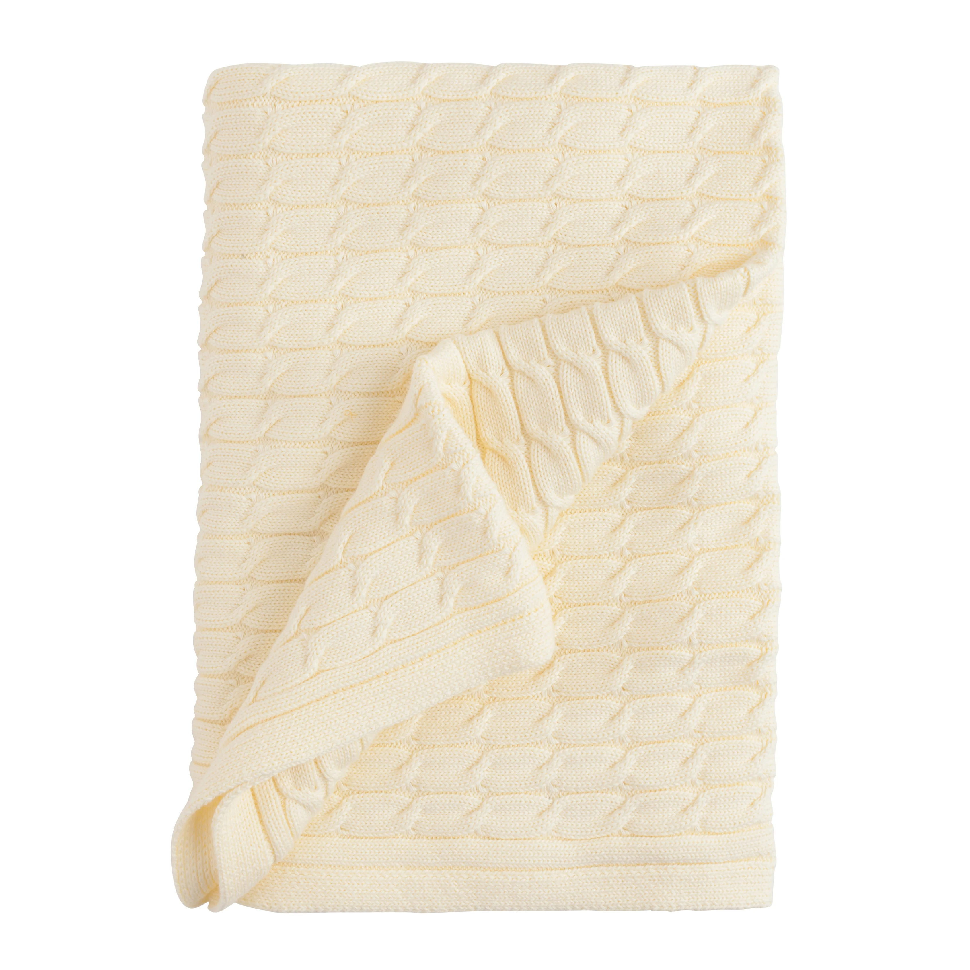 Cable Knit Blanket - Yellow