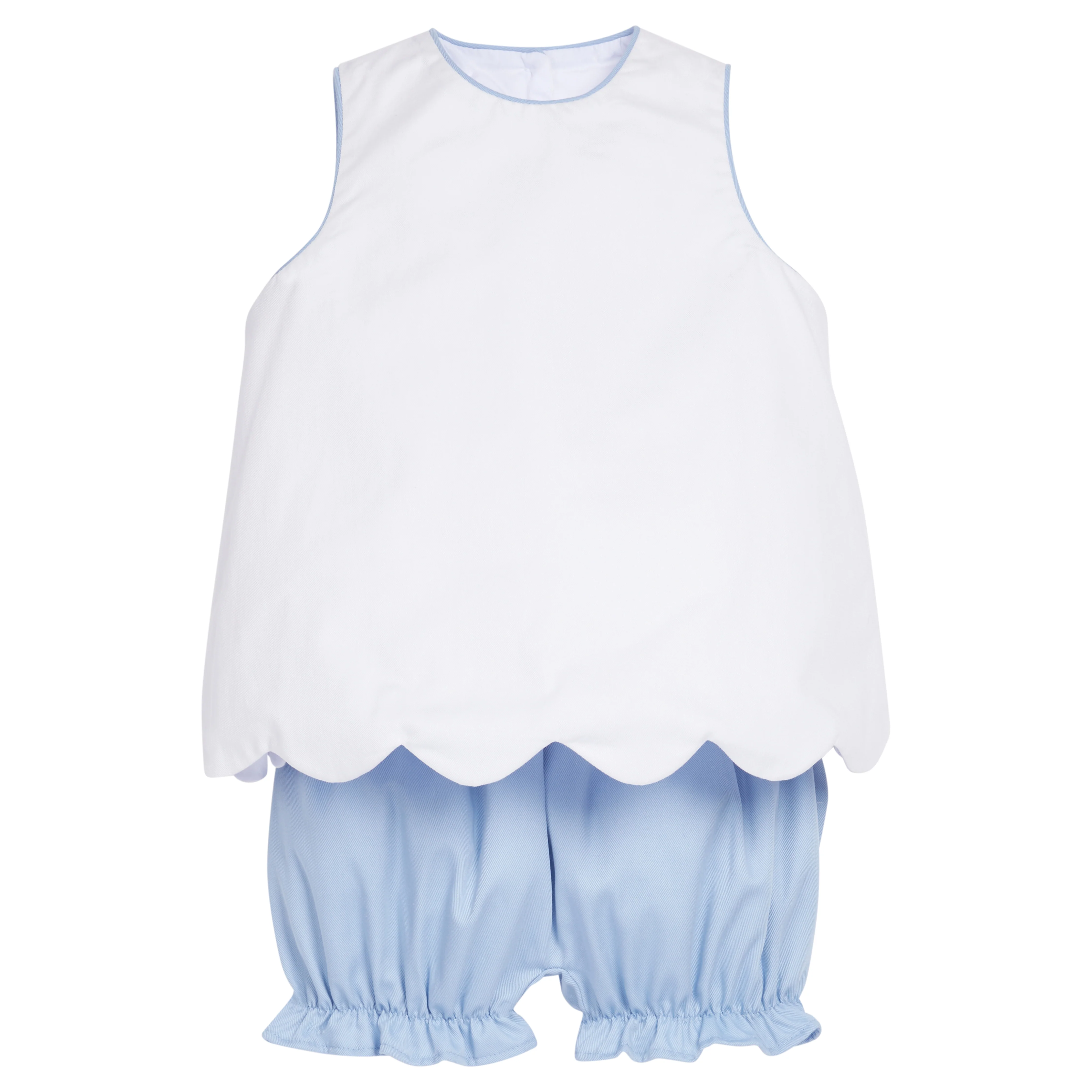 Bow Back Bloomer Set - Light Blue Twill
