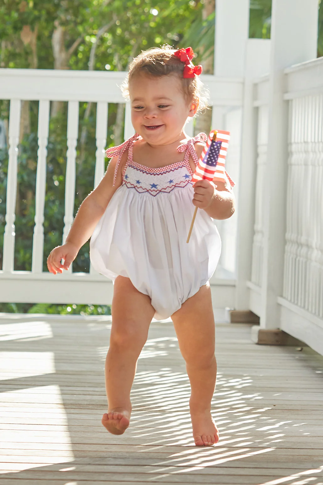 Smocked Tie Shoulder Bubble - Stars