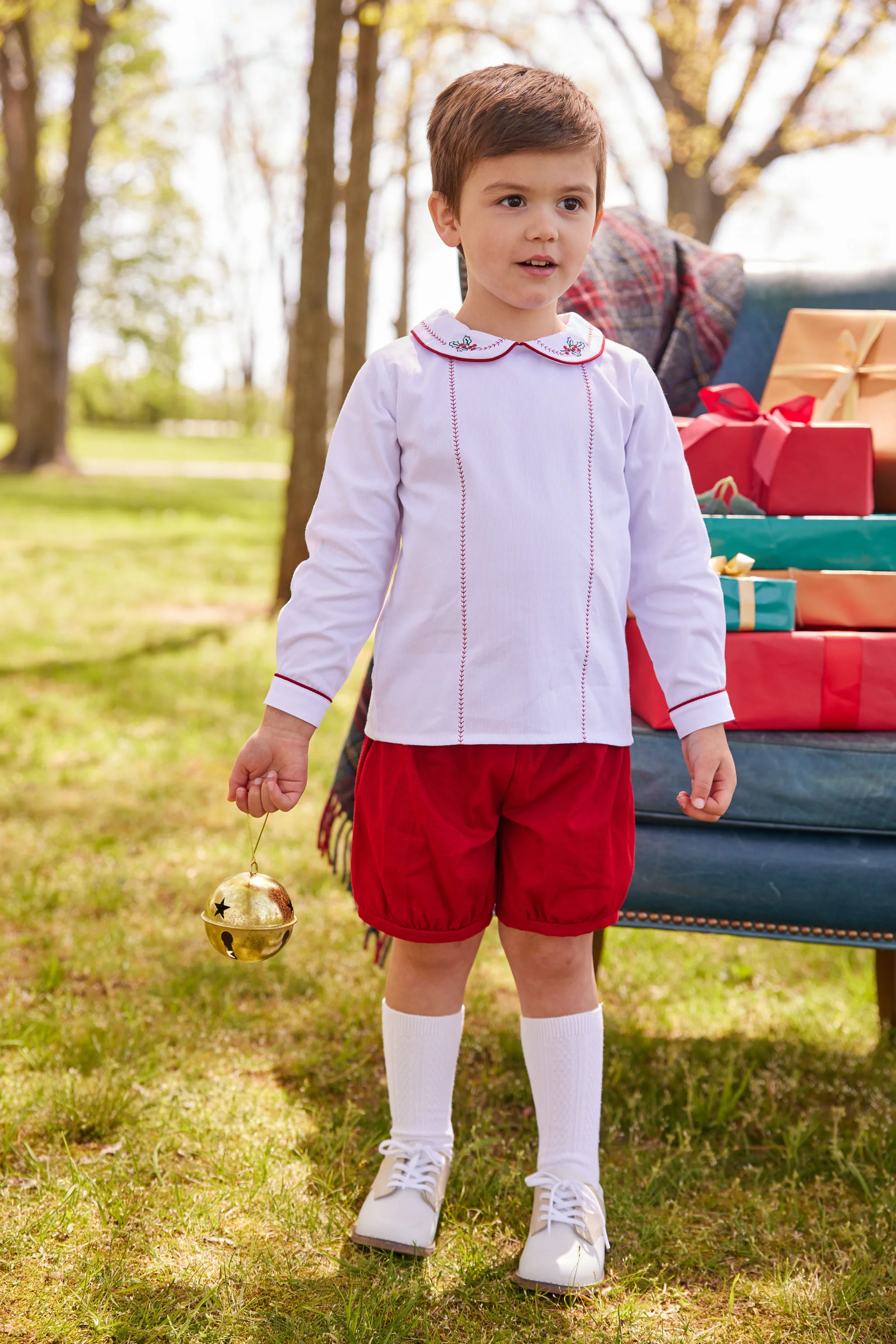 Holly Feathered Stitch Short Set