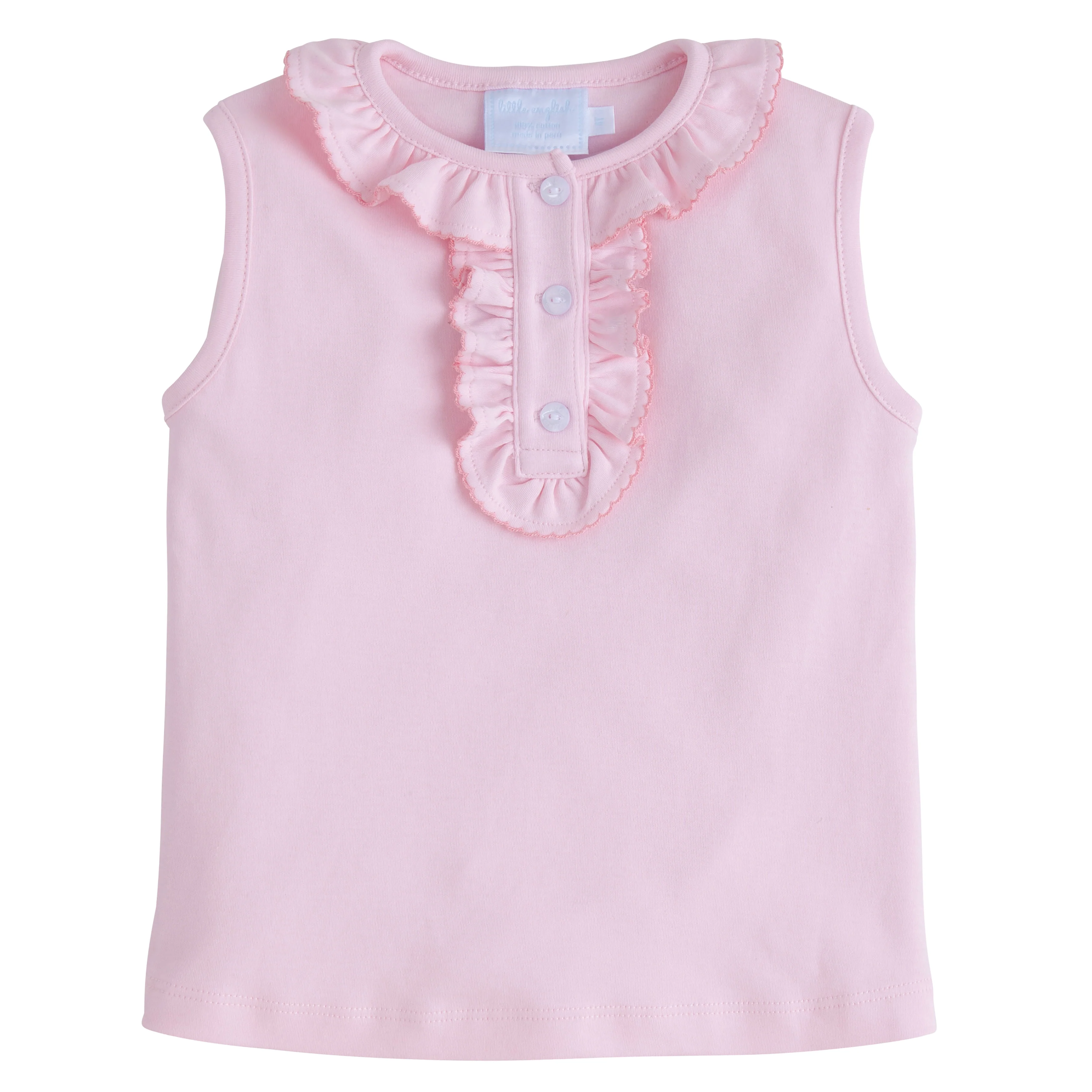 Ruffled Henley - Solid Light Pink