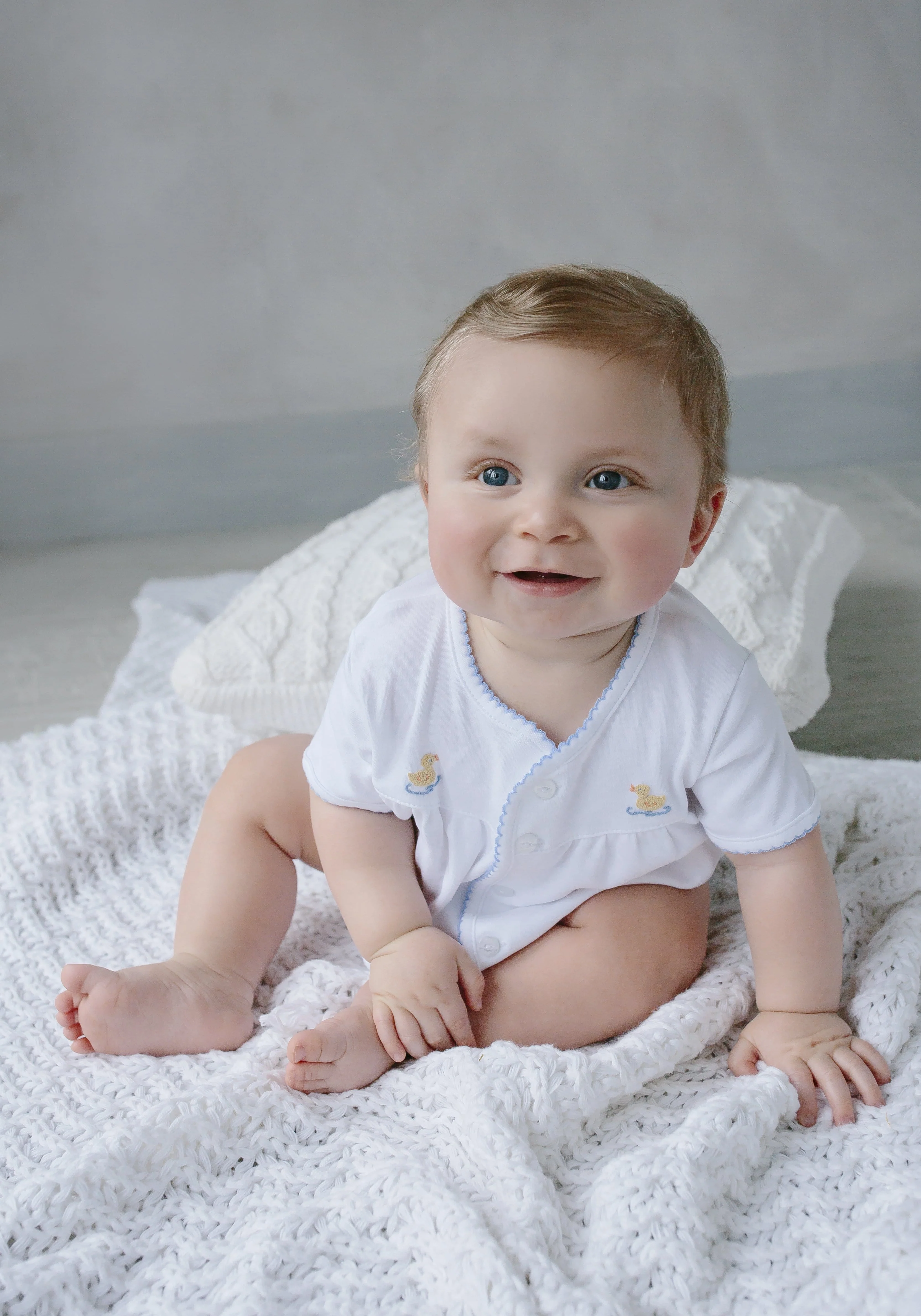 Pinpoint Layette Knit Set - Duck