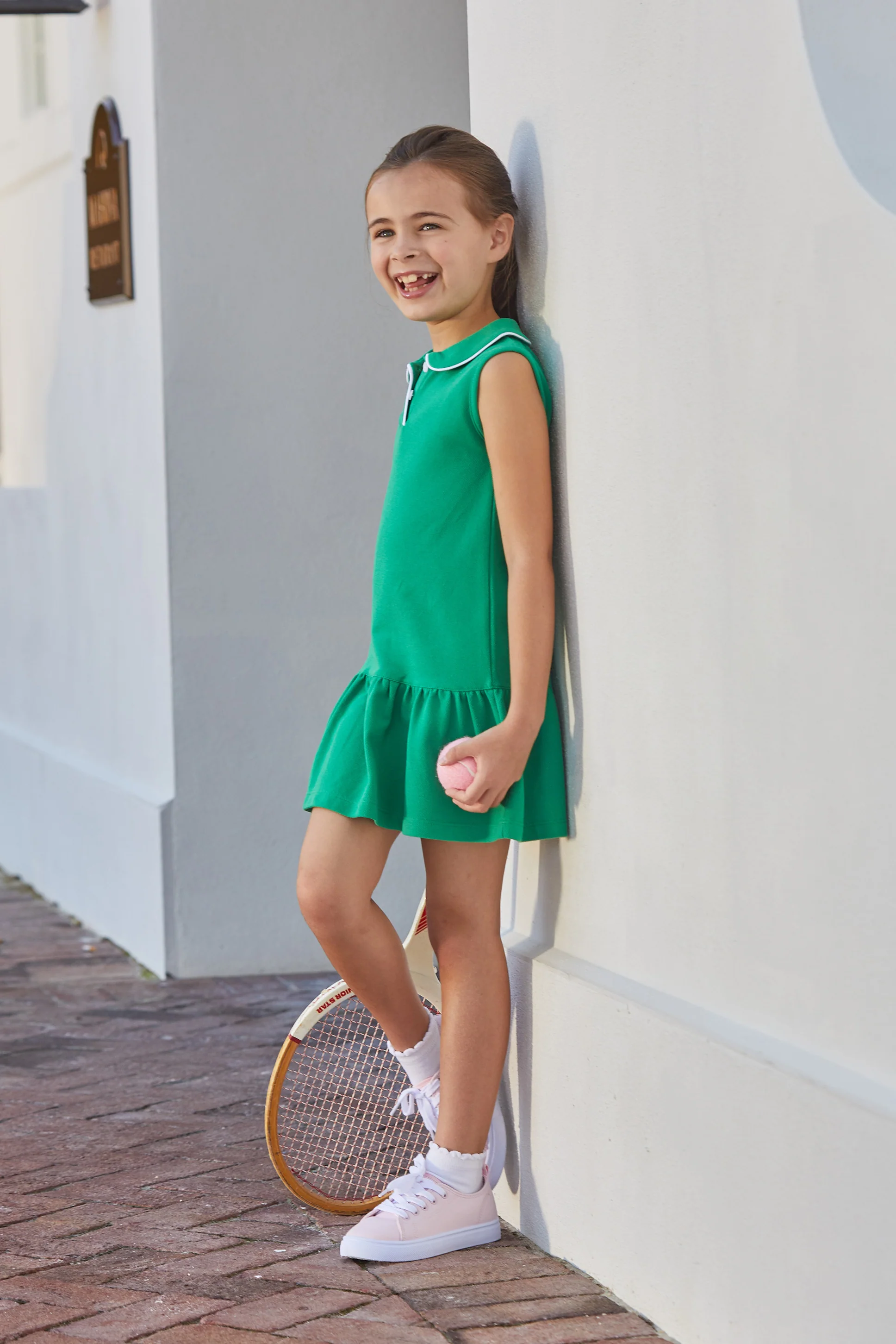 Sleeveless Polo Dress - Green
