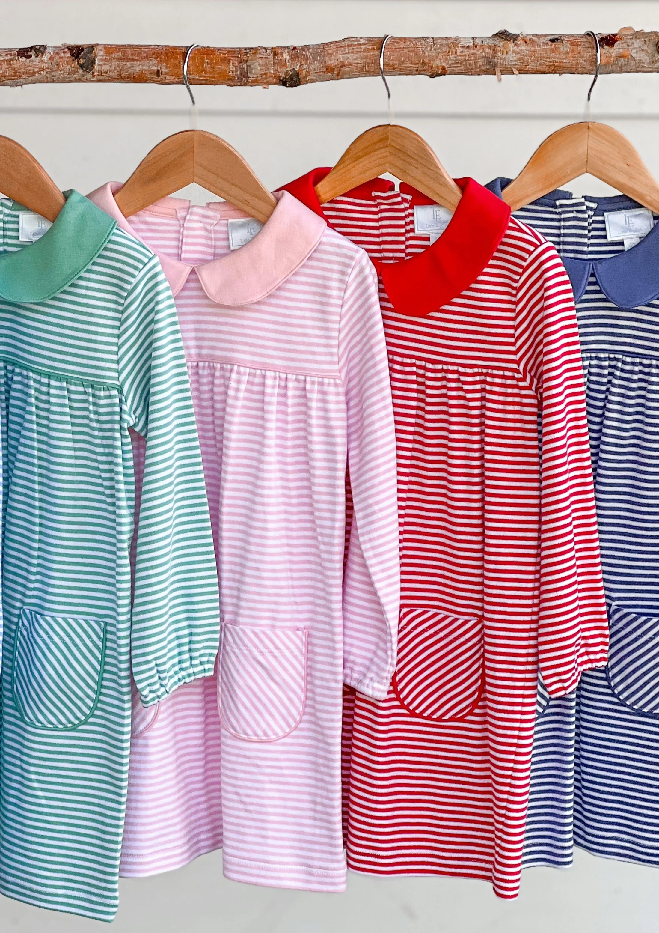 Evelyn Dress - Gray Blue Stripe