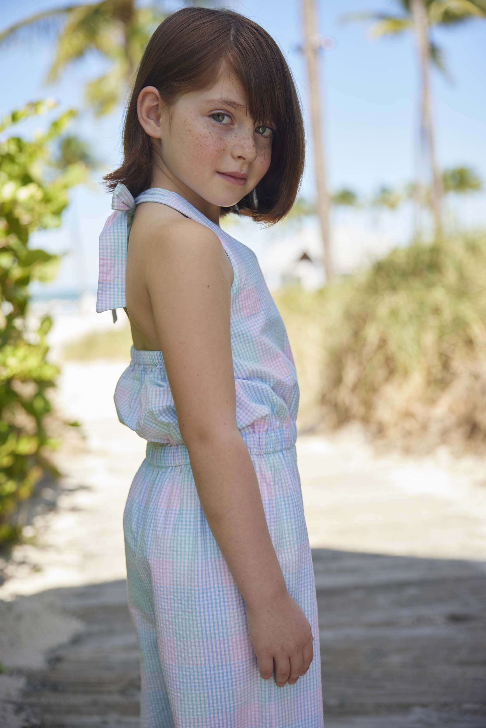 Halter Jumpsuit - Palm Beach Plaid