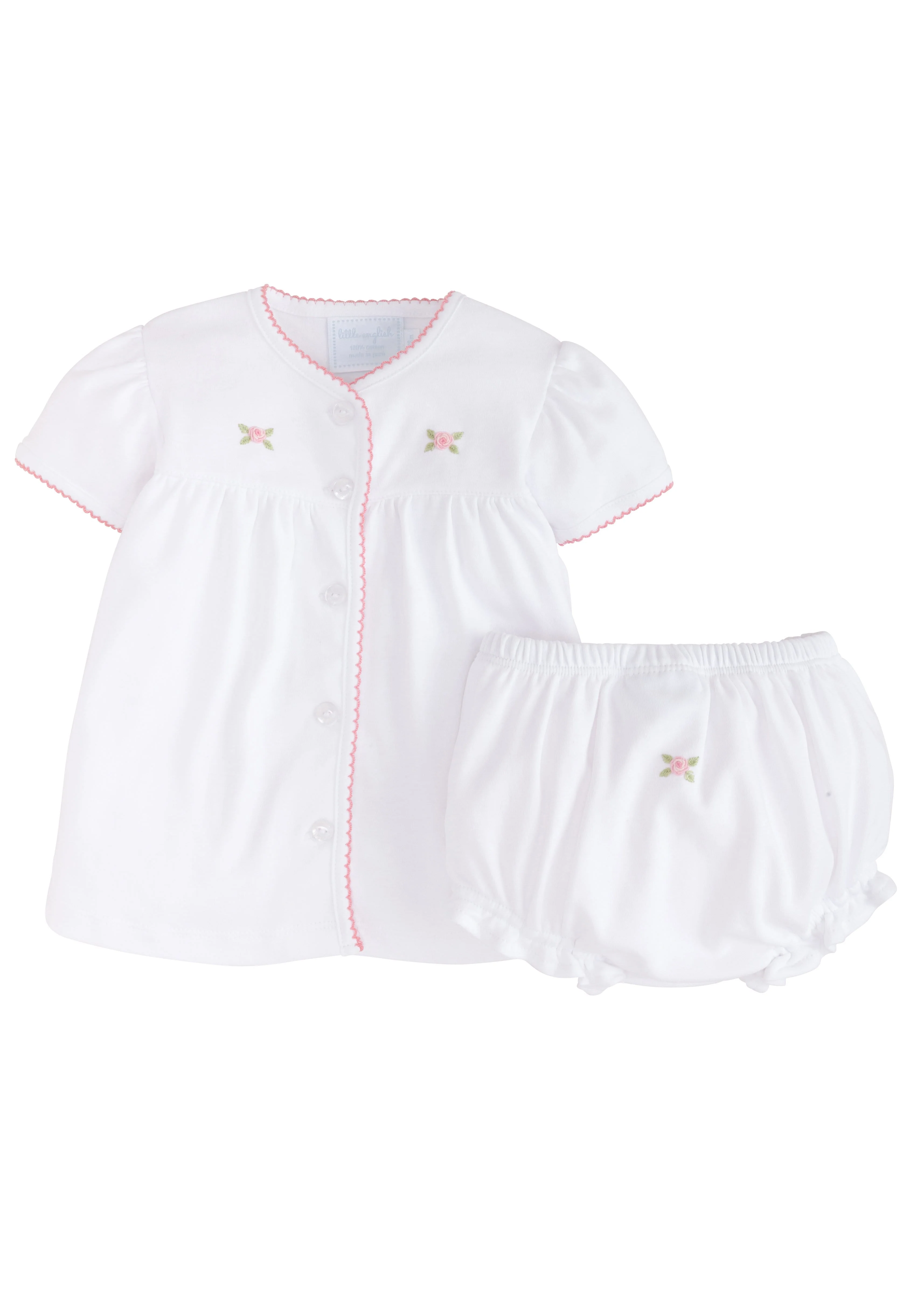 Pinpoint Layette Knit Set - Rose
