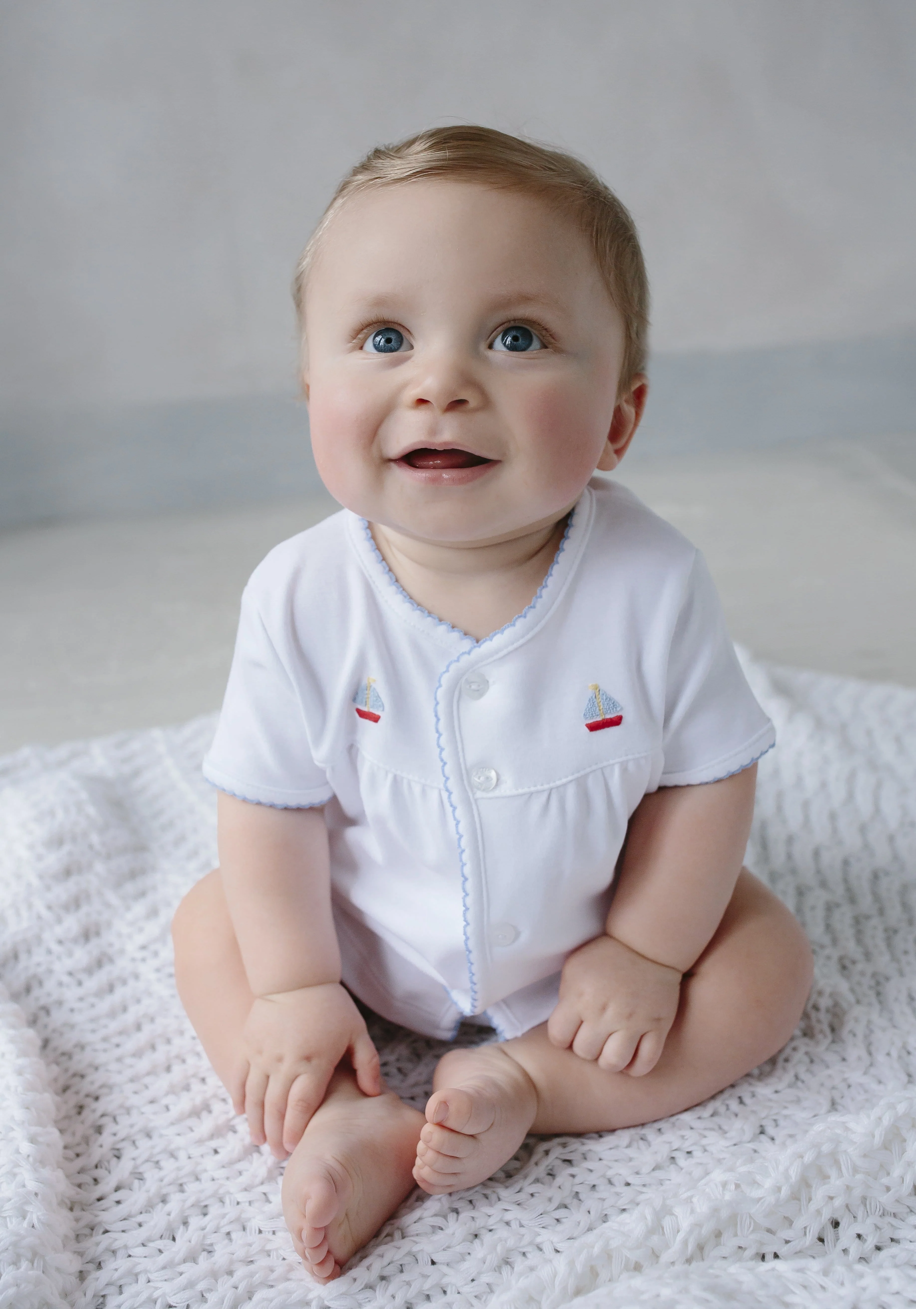 Pinpoint Layette Knit Set - Sailboat