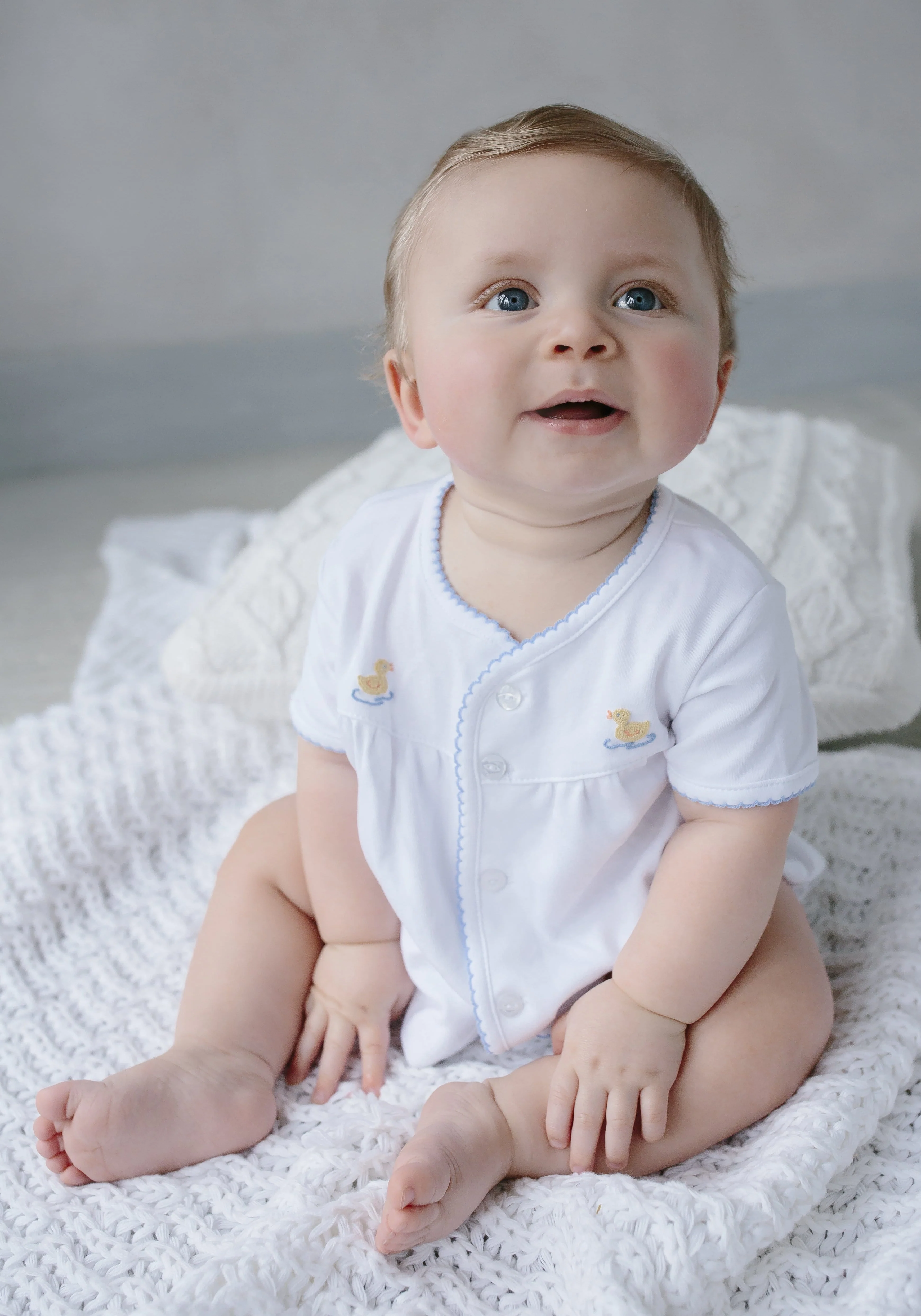Pinpoint Layette Knit Set - Duck