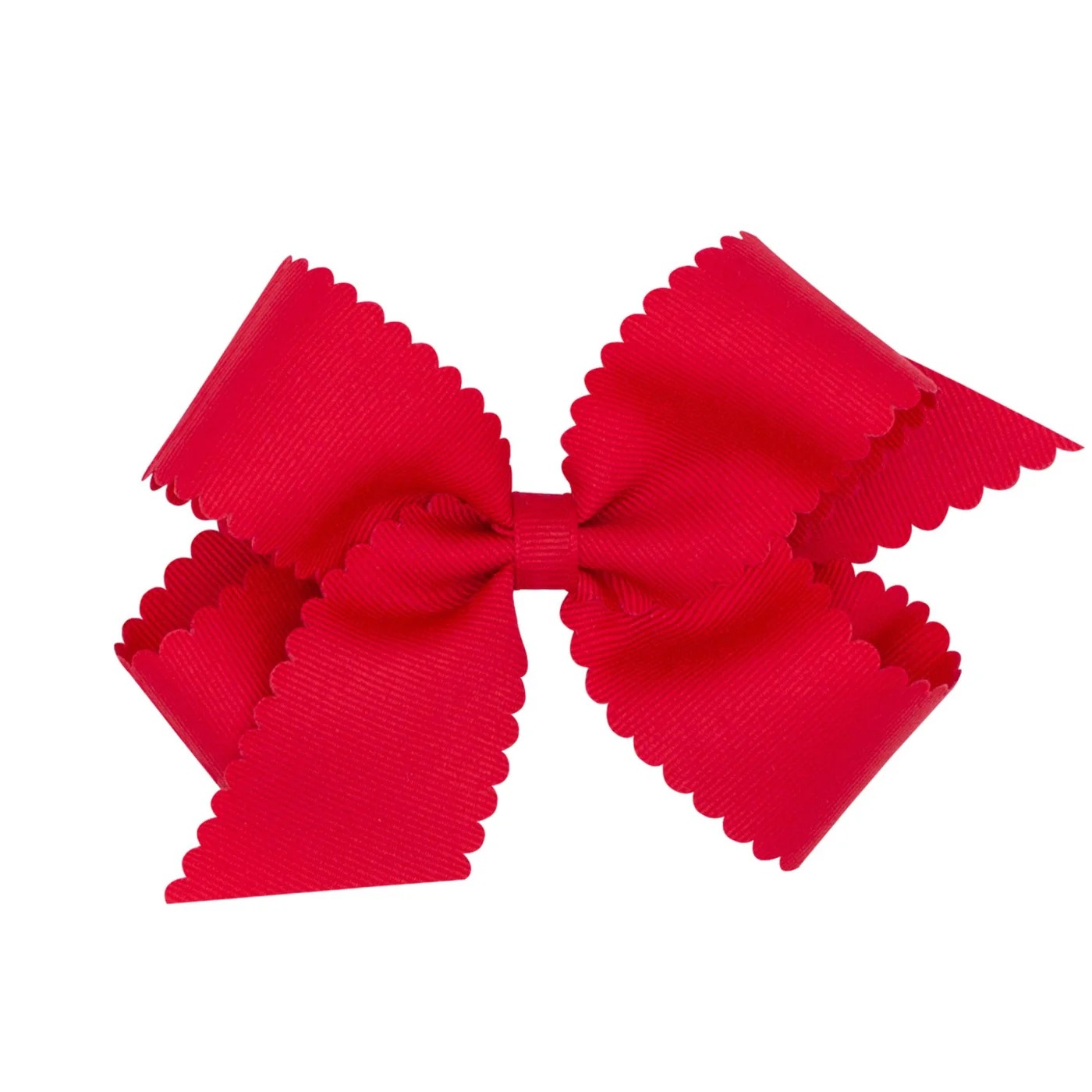 Medium Scallop Hair Bow - Red