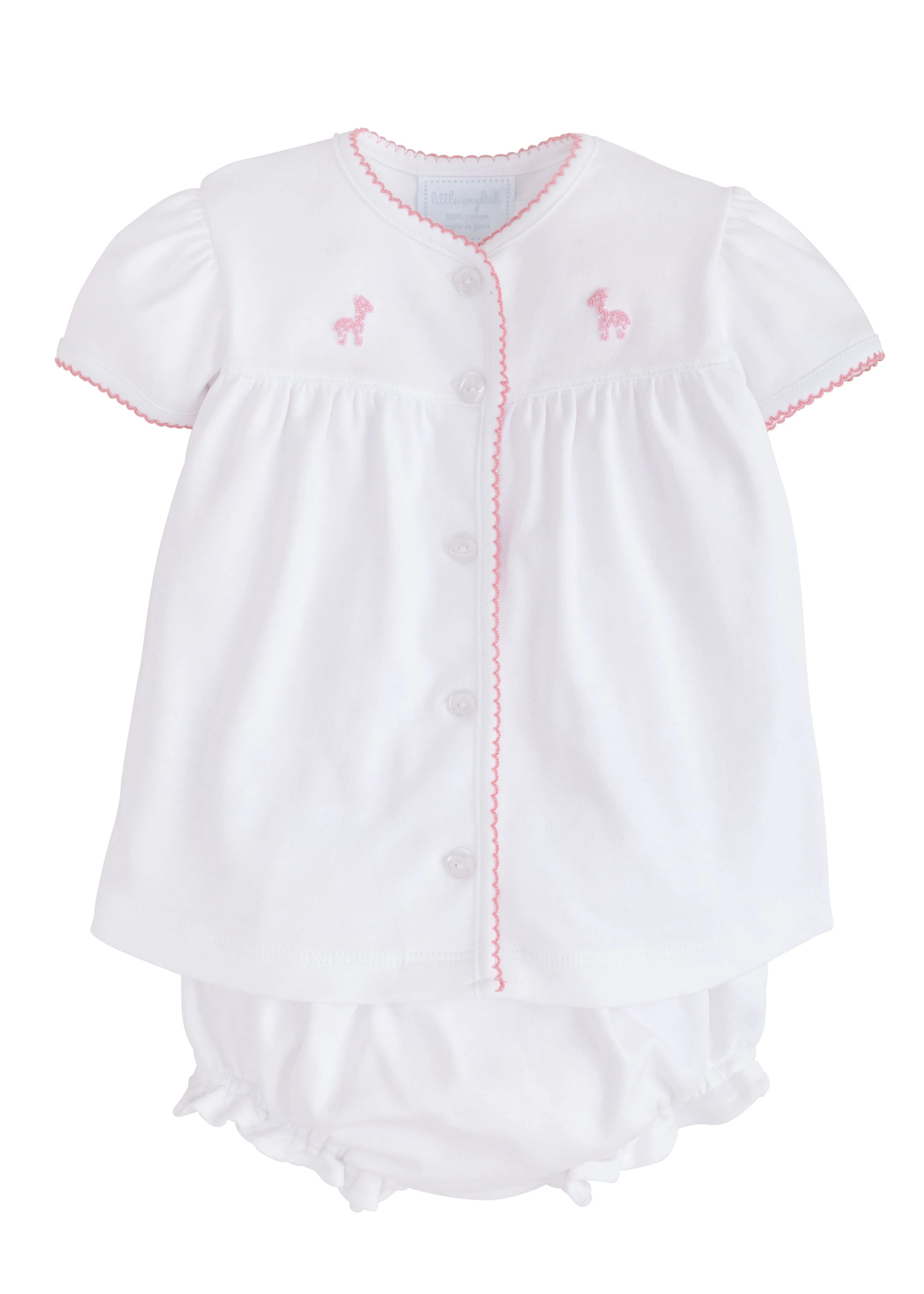 Pinpoint Layette Knit Set - Girl Giraffe